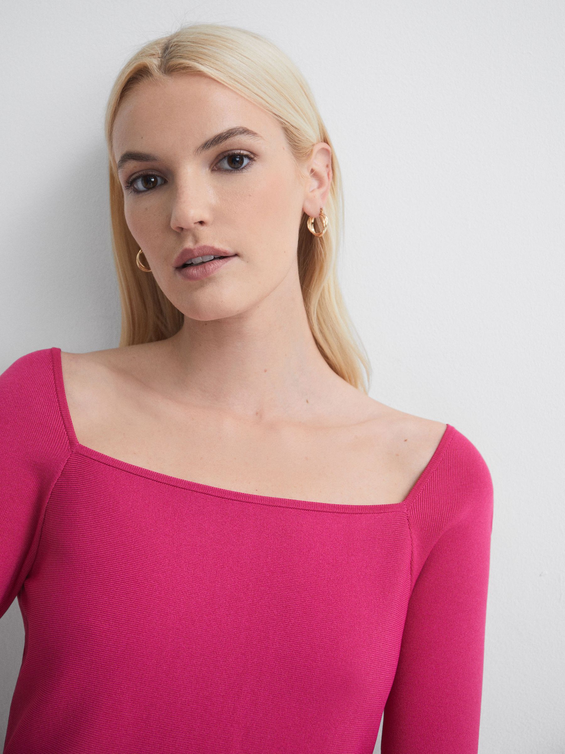 Florere Knitted Skater Mini Dress in Bright Pink