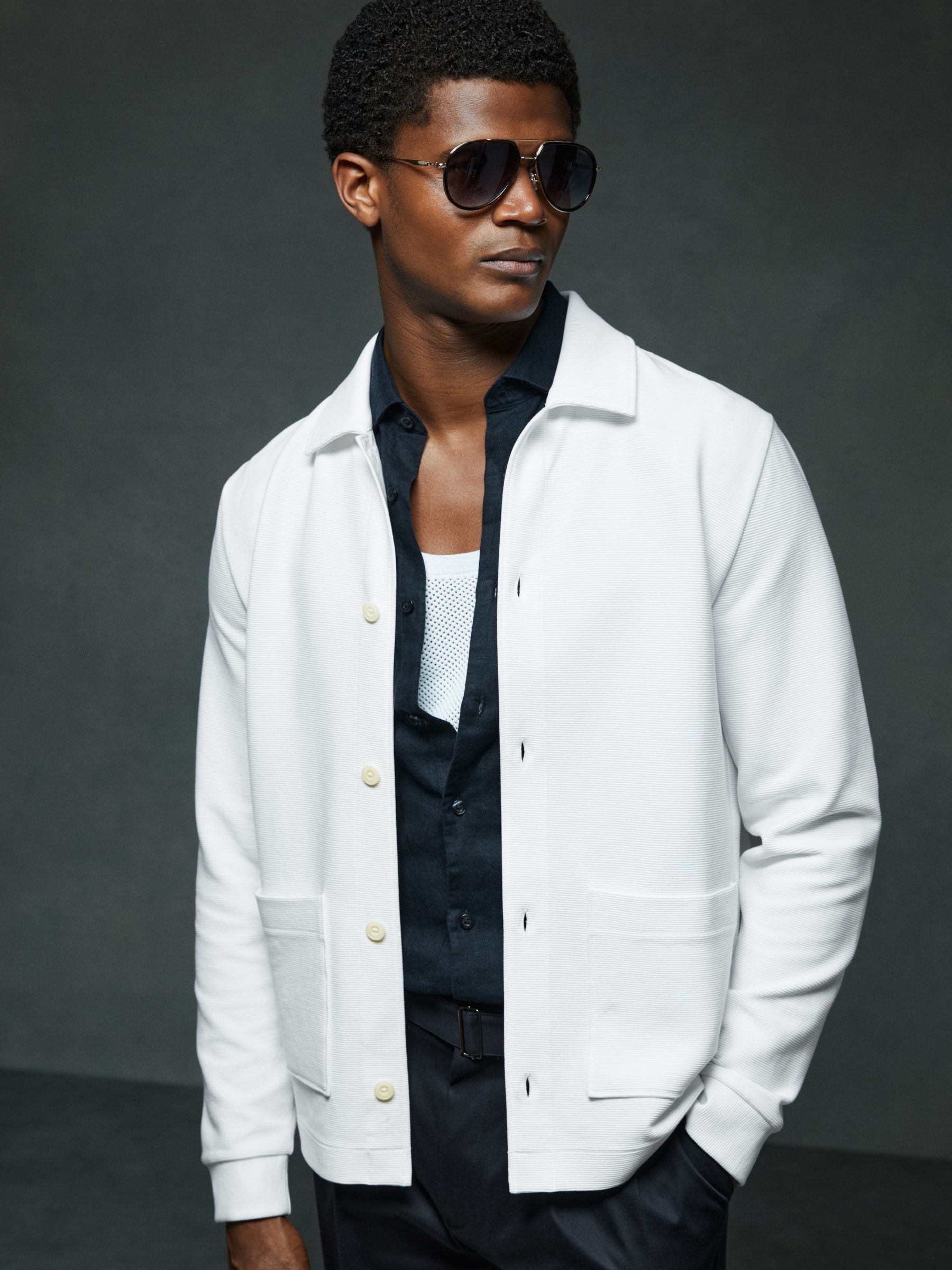 Flippo Off White Ribbed Cotton Blend Knitted Overshirt