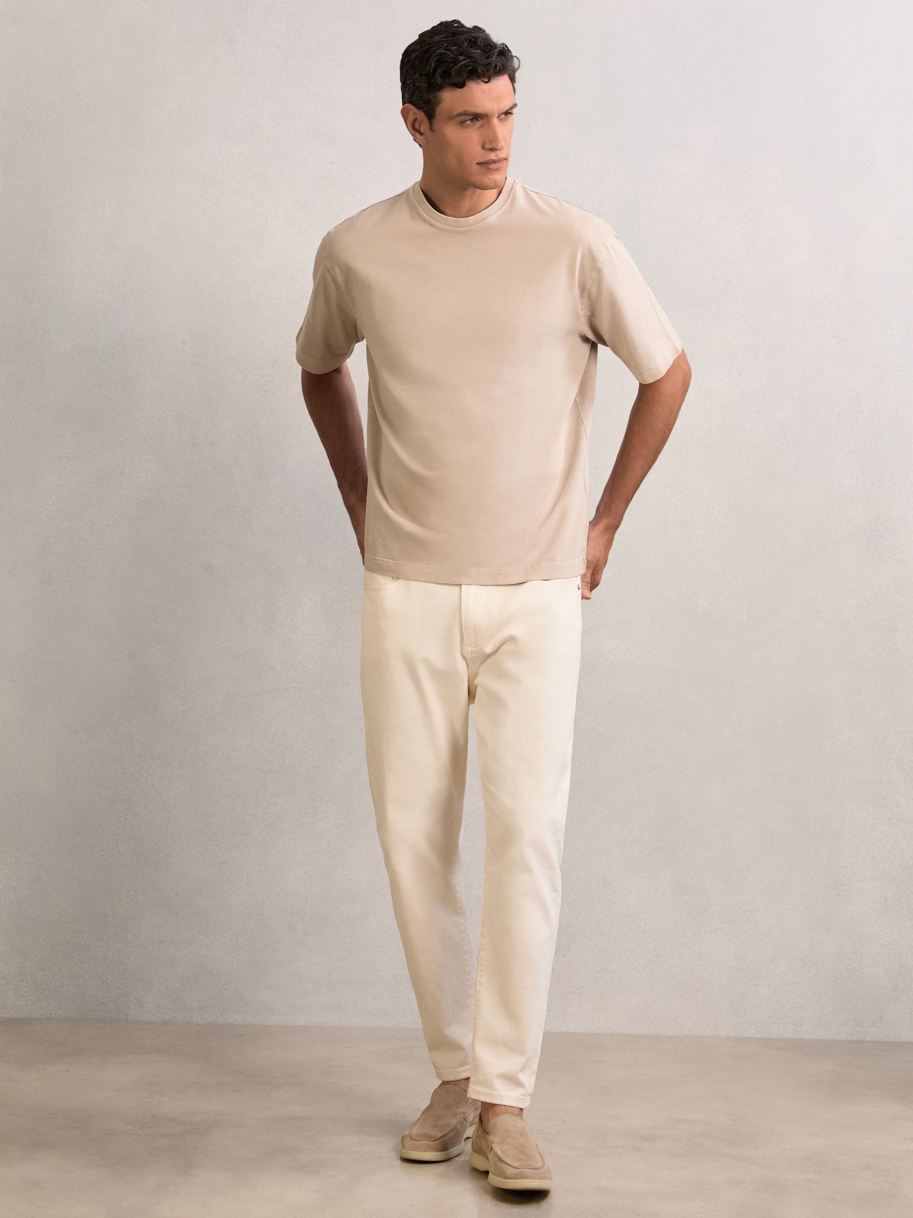 Cotton Garment-Dyed Oversize T-Shirt in Oatmeal