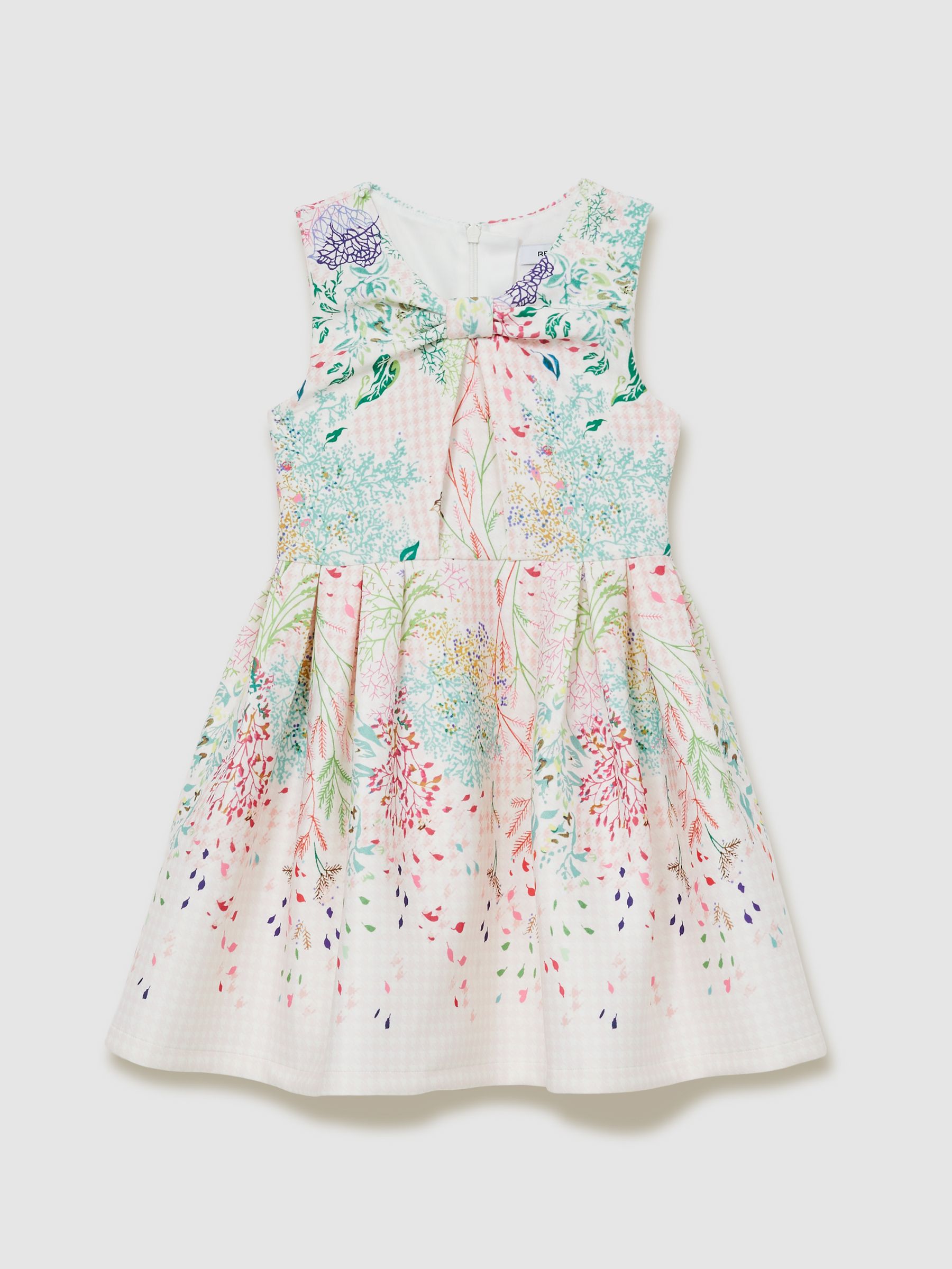 13-14 yrs Floral-Print Pleated Scuba Dress in Pink Print