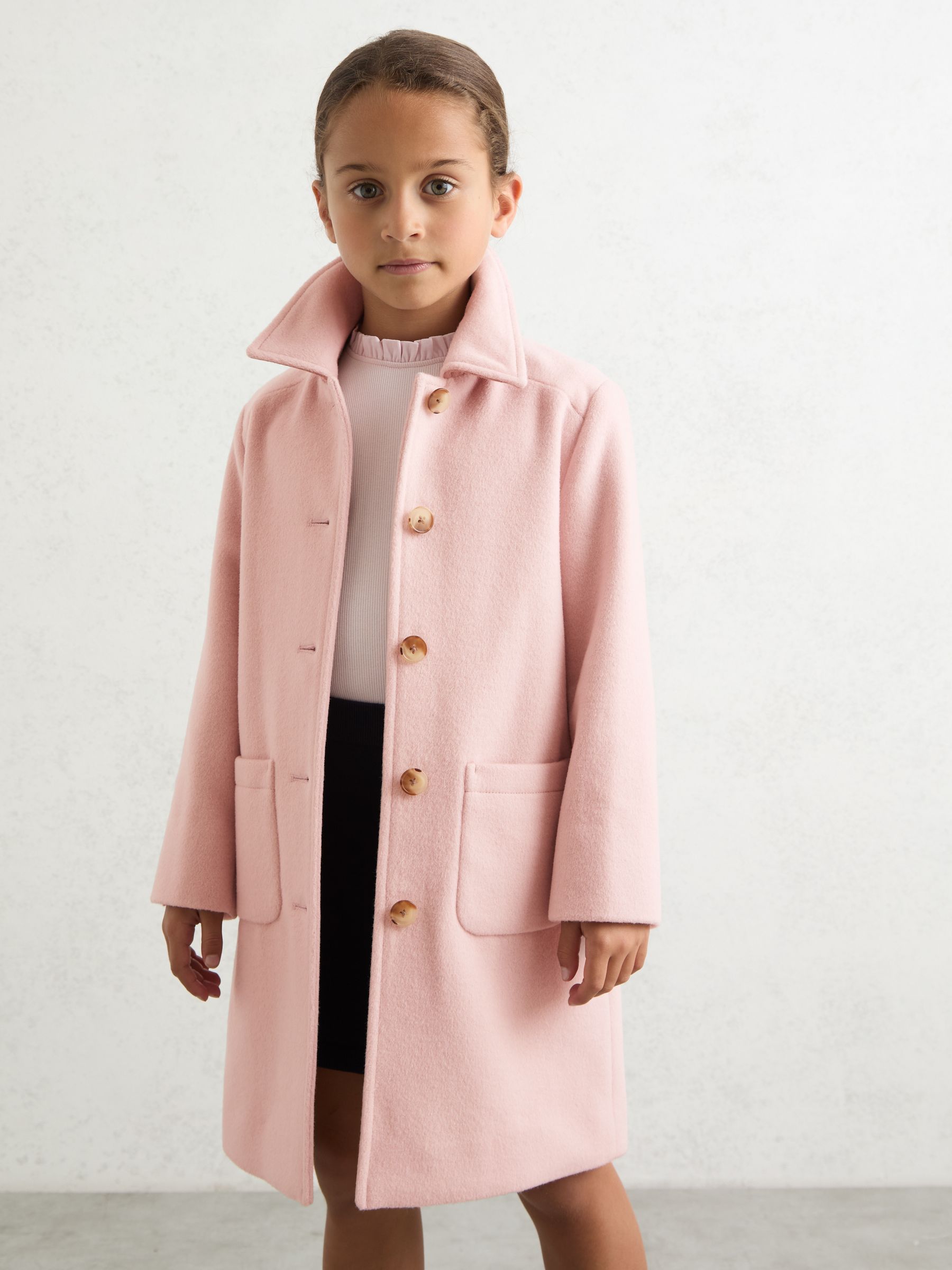 13-14 yrs Wool-Blend Single-Breasted Coat in Pink