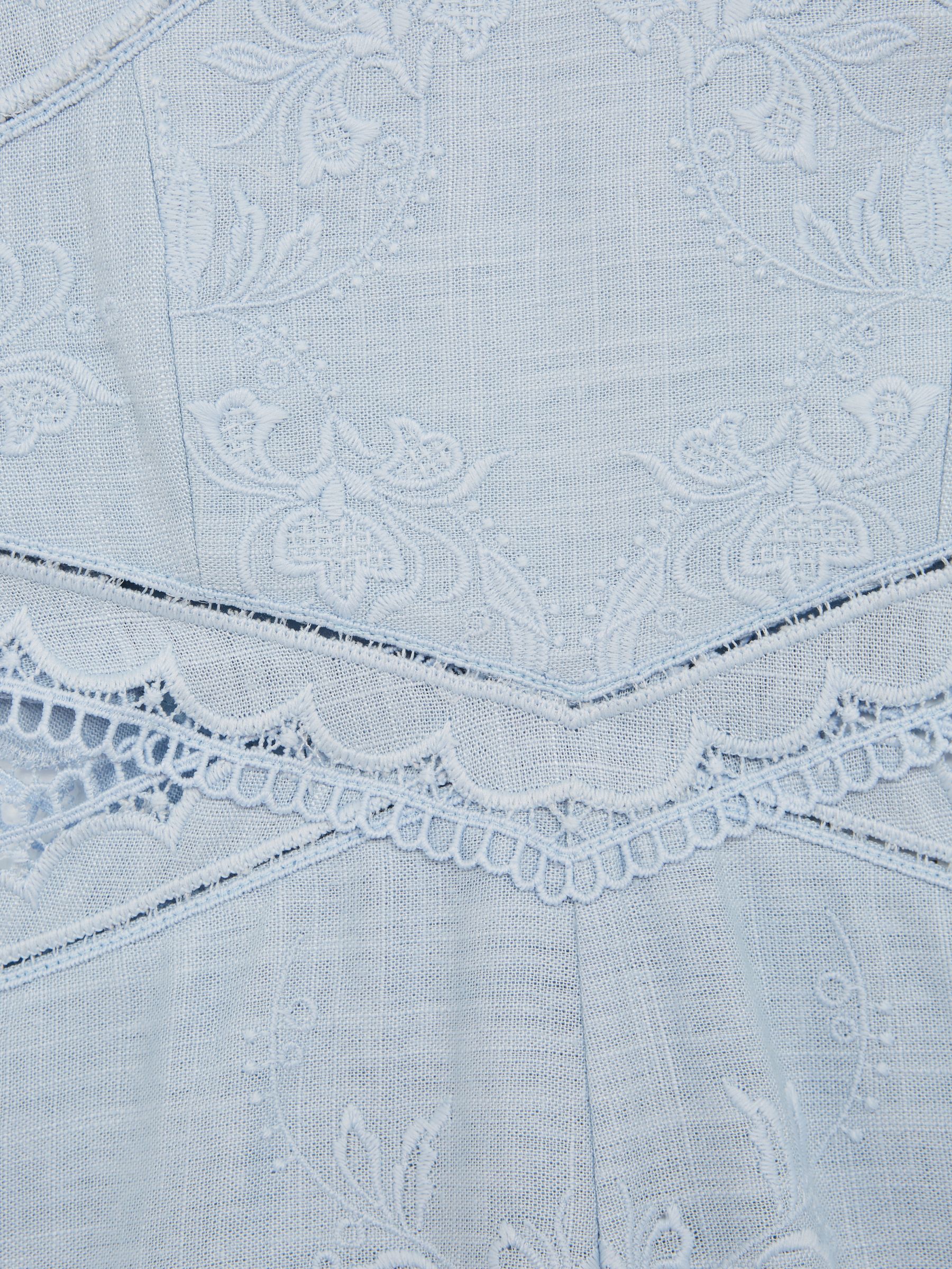 Junior Cross Back Embroidered Dress in Blue