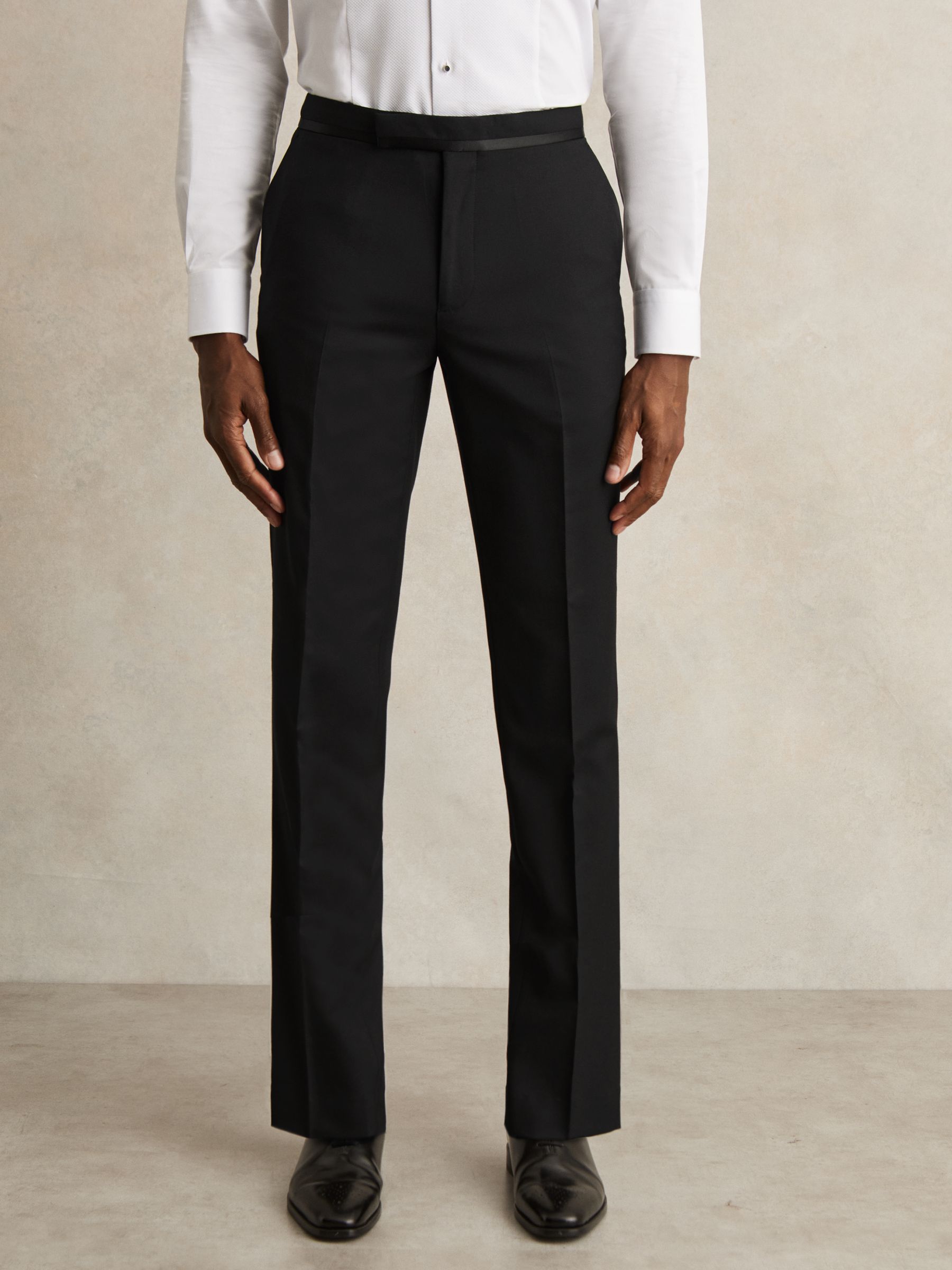 Wool-Blend Slim-Fit Tuxedo Trousers in Black