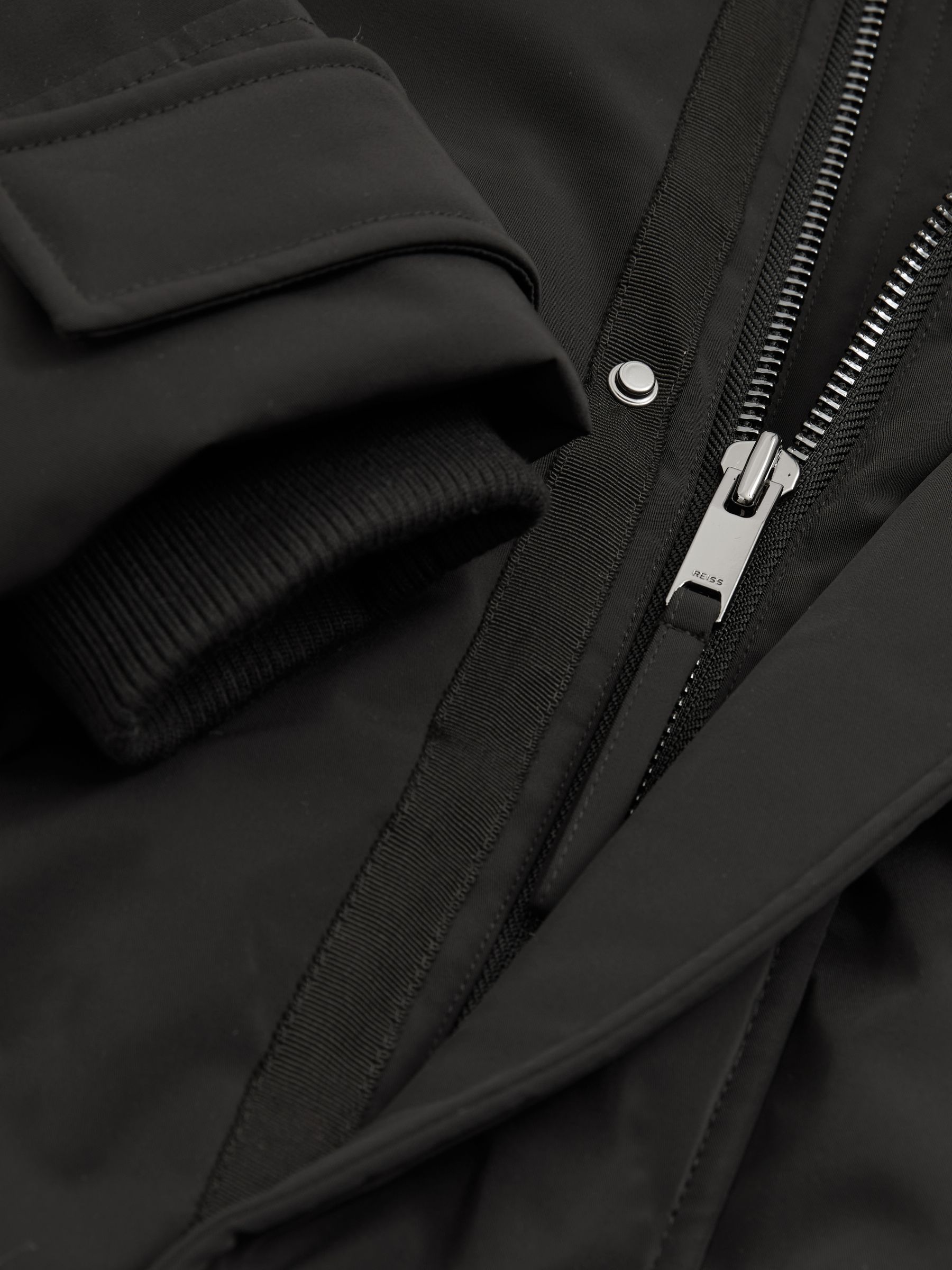 Hooded Shell Down Coat in Black