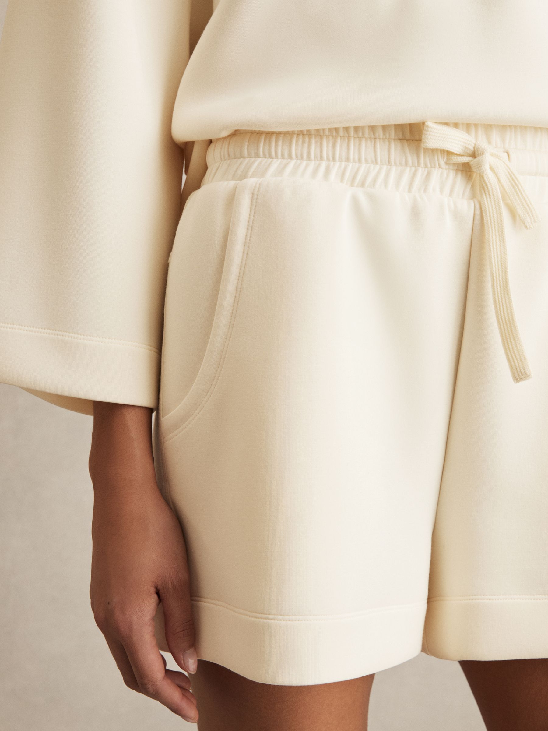 Modal-Blend Interlock Jersey Shorts in Buttermilk Cream