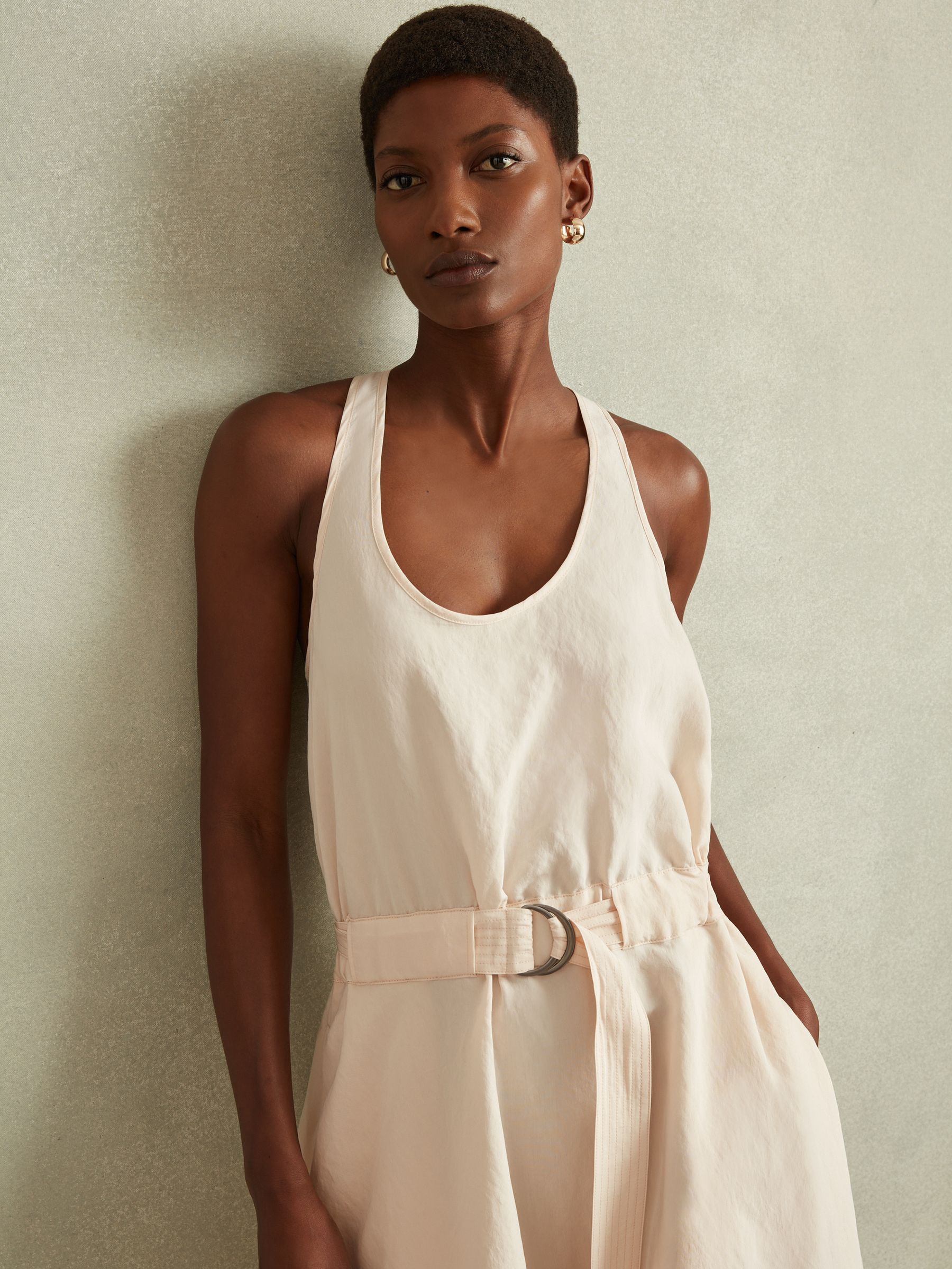 Modal Blend Parachute Midi Dress in Cream