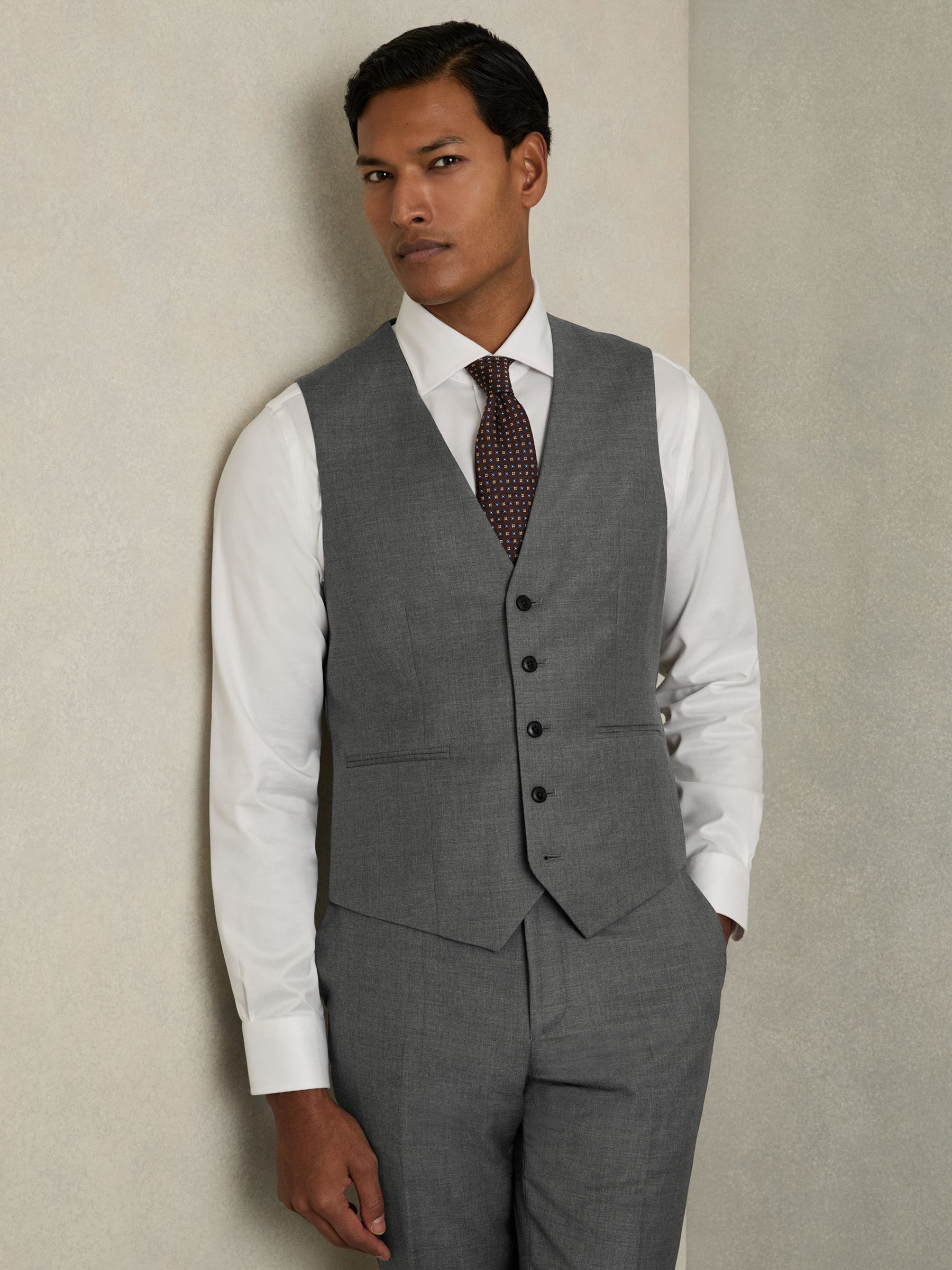 Slim-Fit Wool Suit Waistcoat in Grey