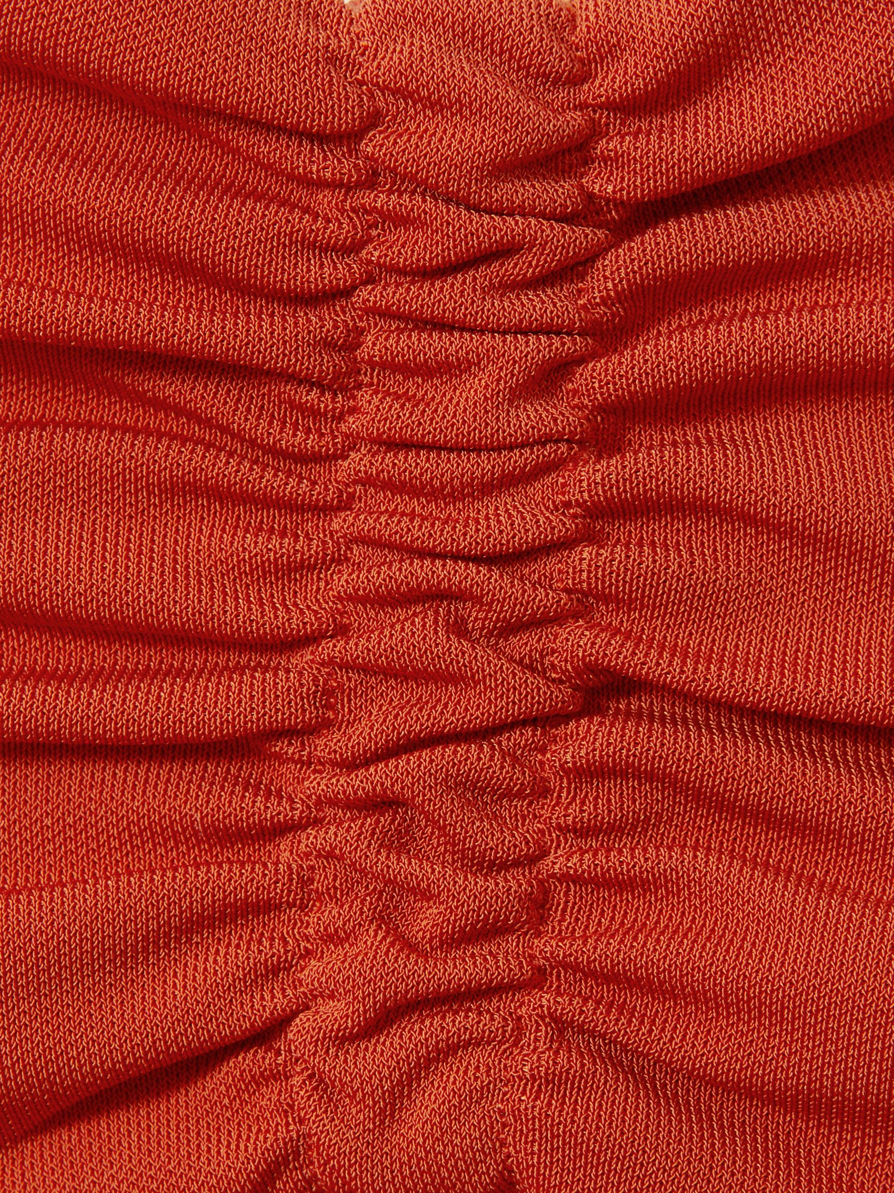 Jersey Ruched Midi Dress in Rust