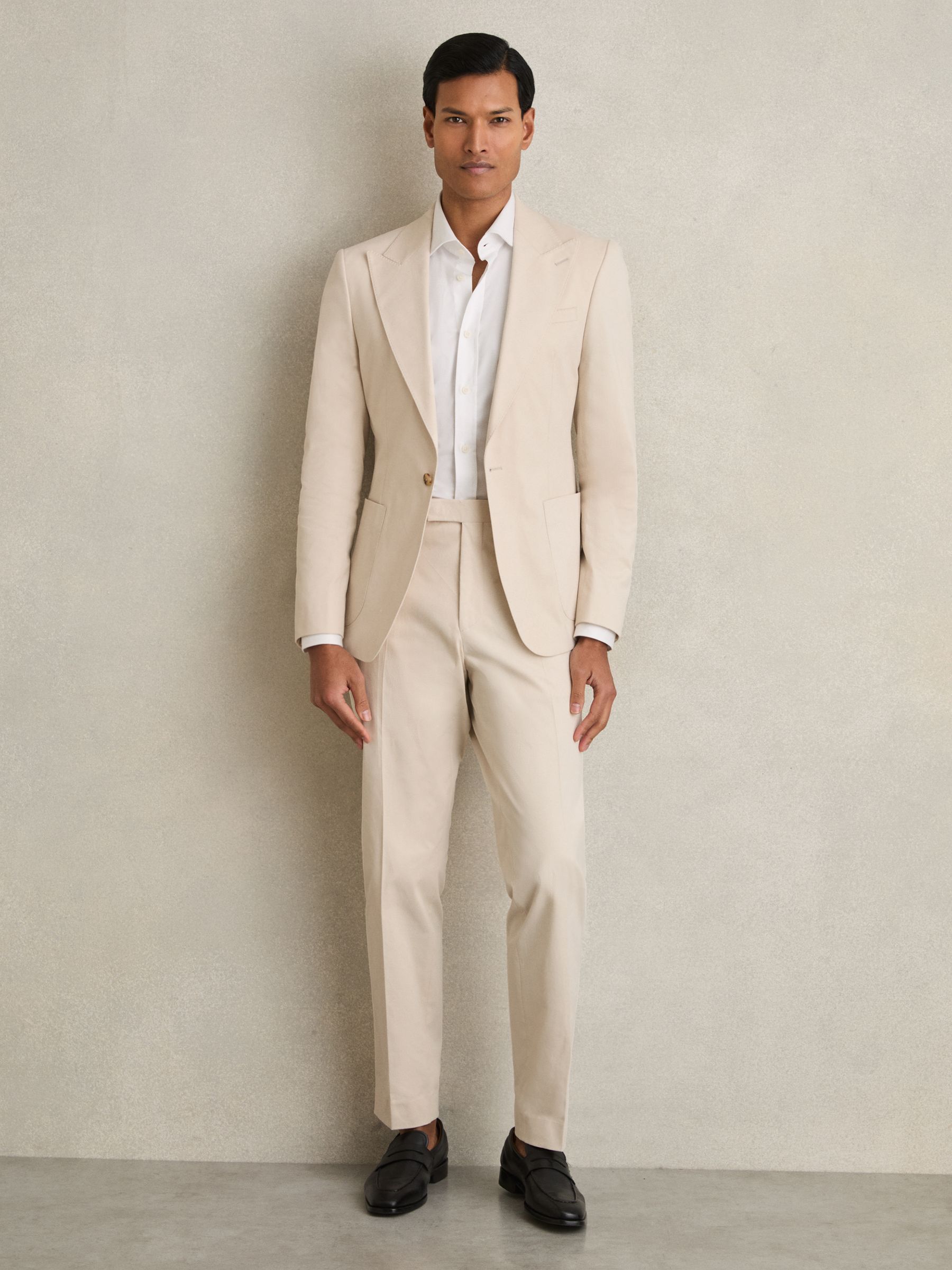 Slim-Fit Single-Breasted Suit Blazer in Stone
