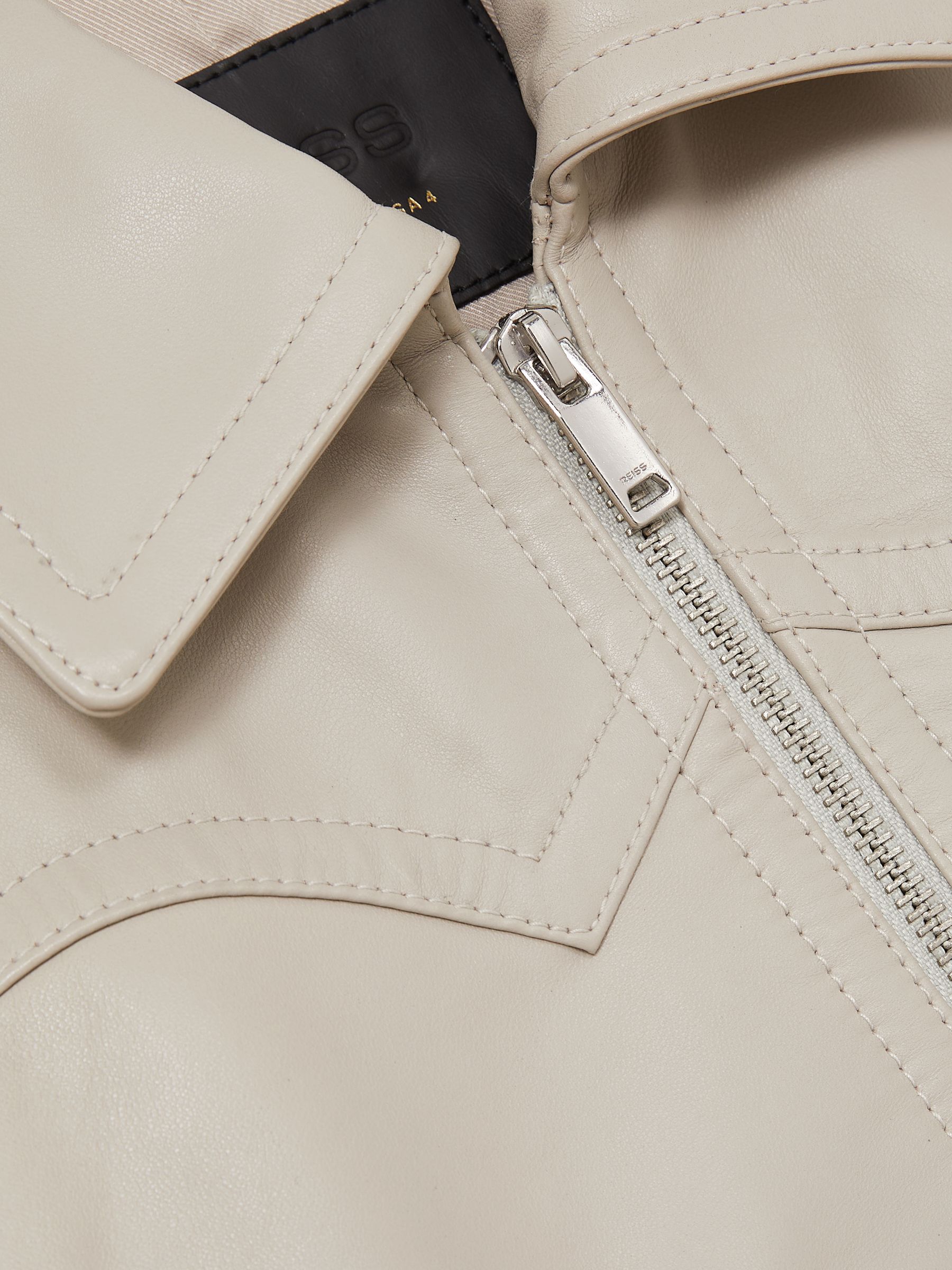 Leather Bomber Jacket in Grey