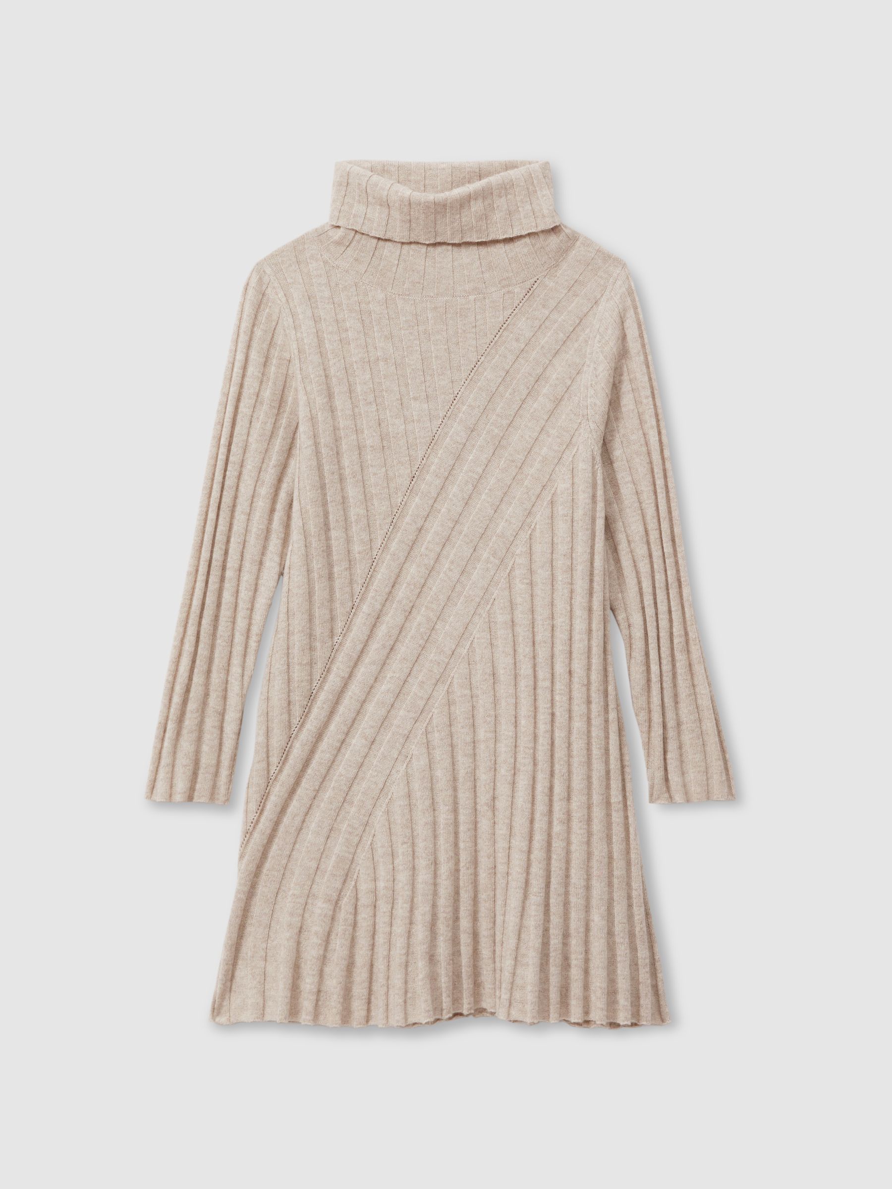 9-13 yrs Knitted Roll Neck Dress in Oatmeal