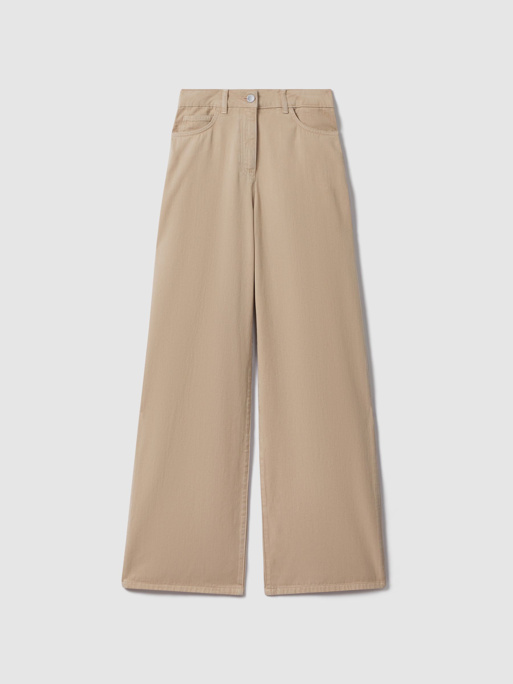 Garment Dyed Wide Leg Trousers in Light Camel