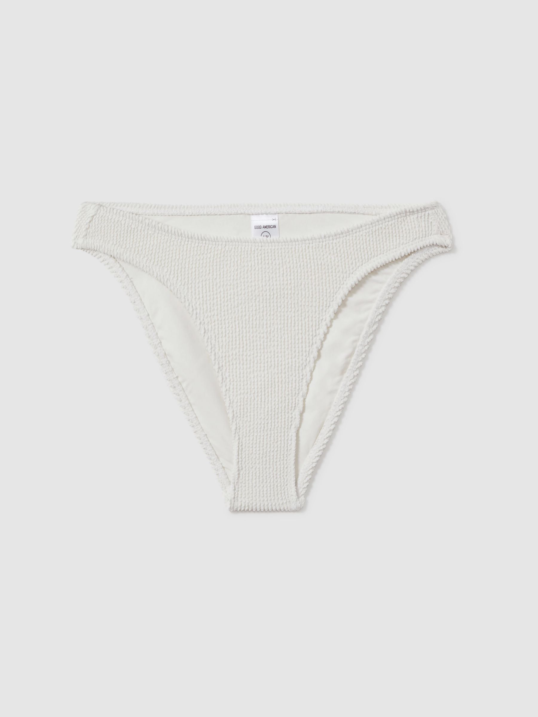 Good American Always Fits Textured Bikini Bottoms in Cloud White