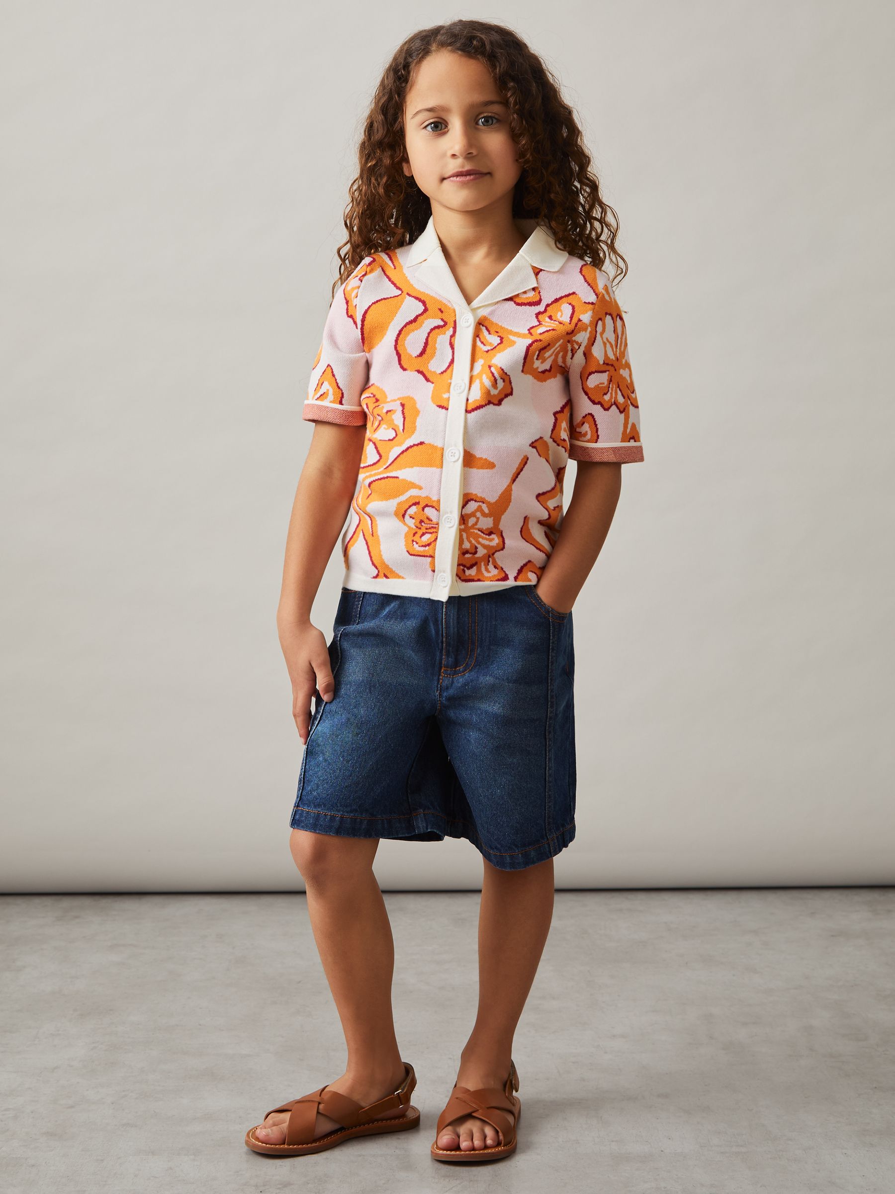 4-9 yrs Floral Intarsia Knit Top in Pink