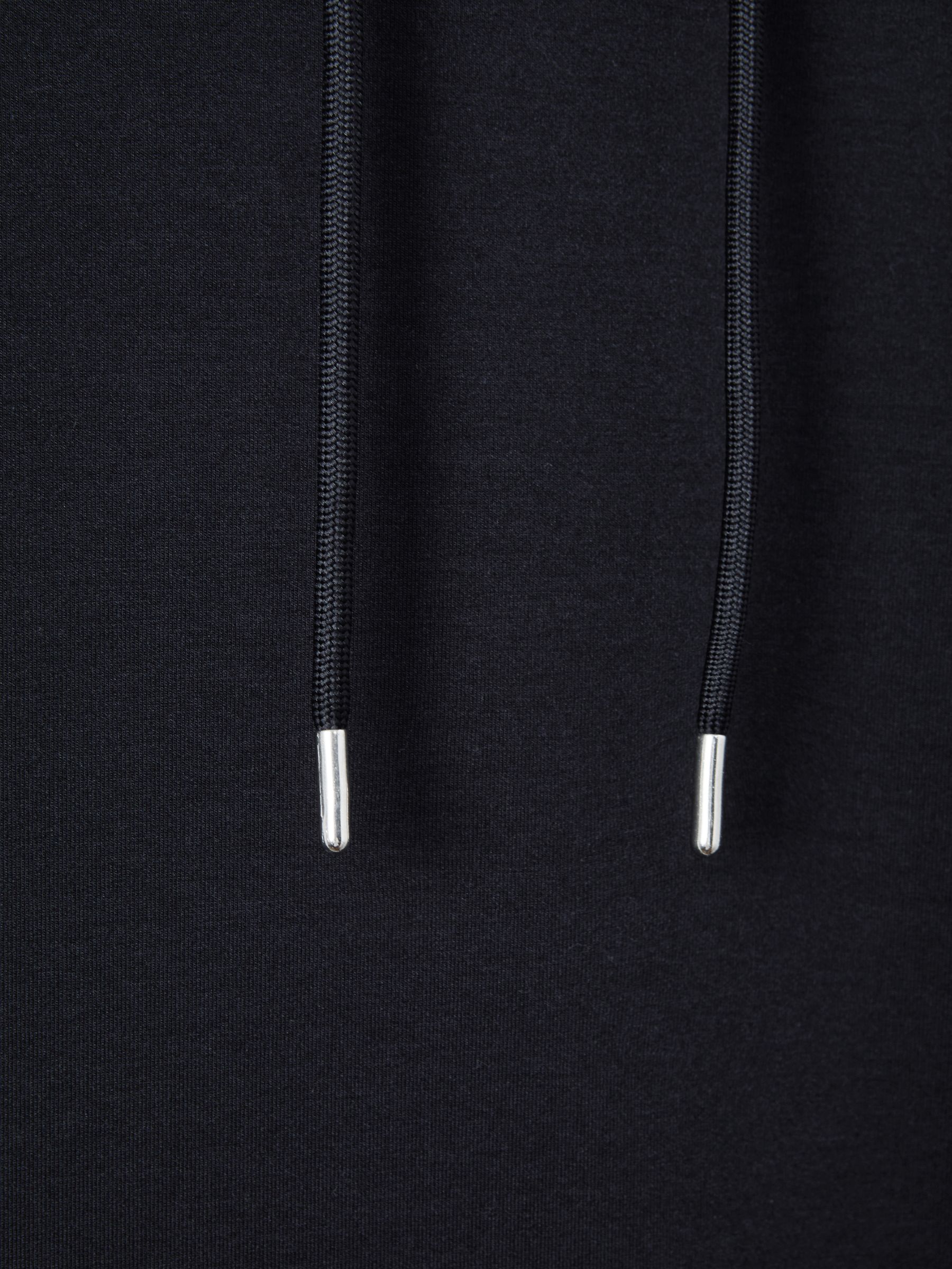 Interlock Jersey Drawstring Hoodie in Navy Blue