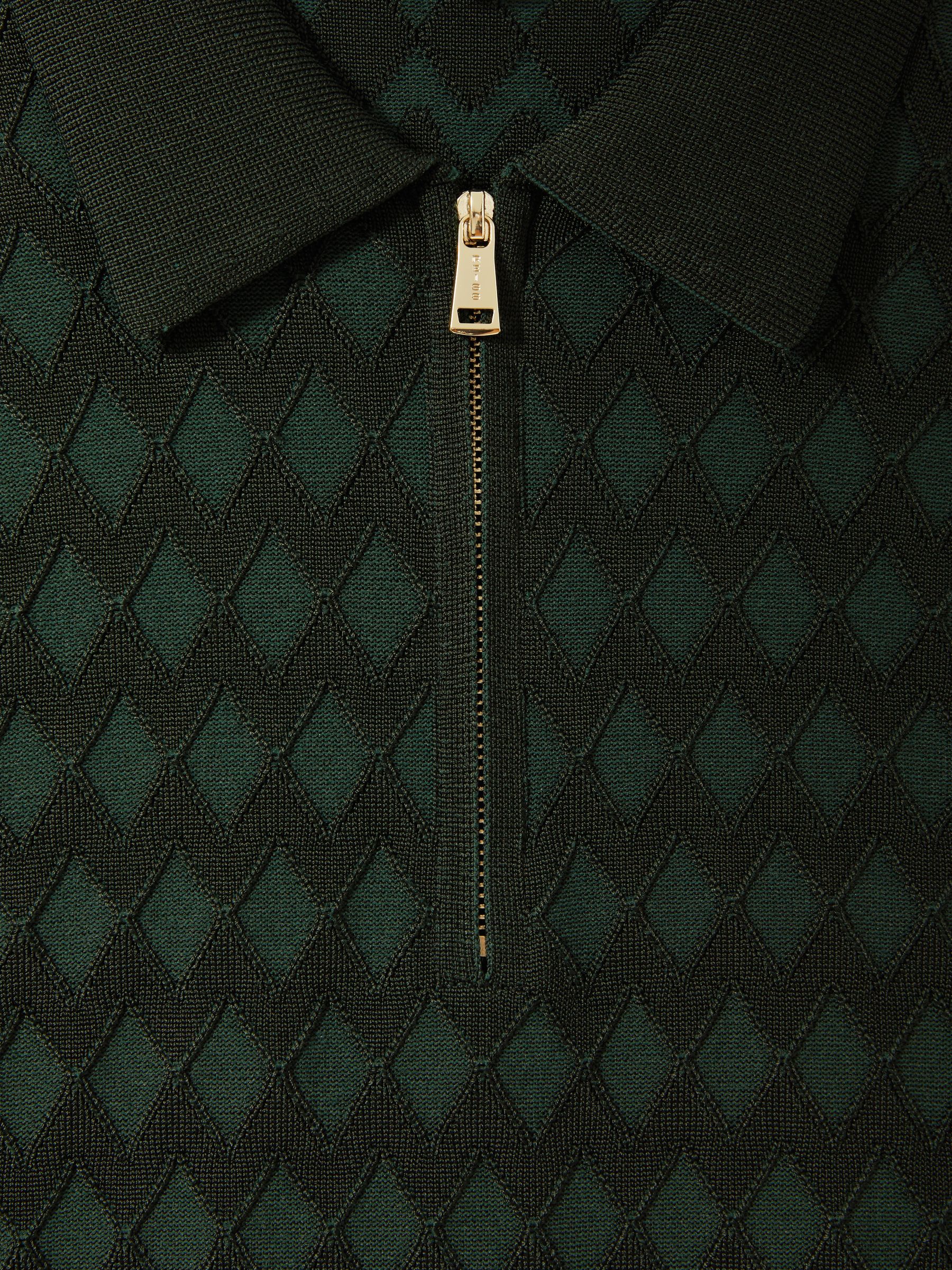 Half-Zip Knitted Polo Shirt in Emerald