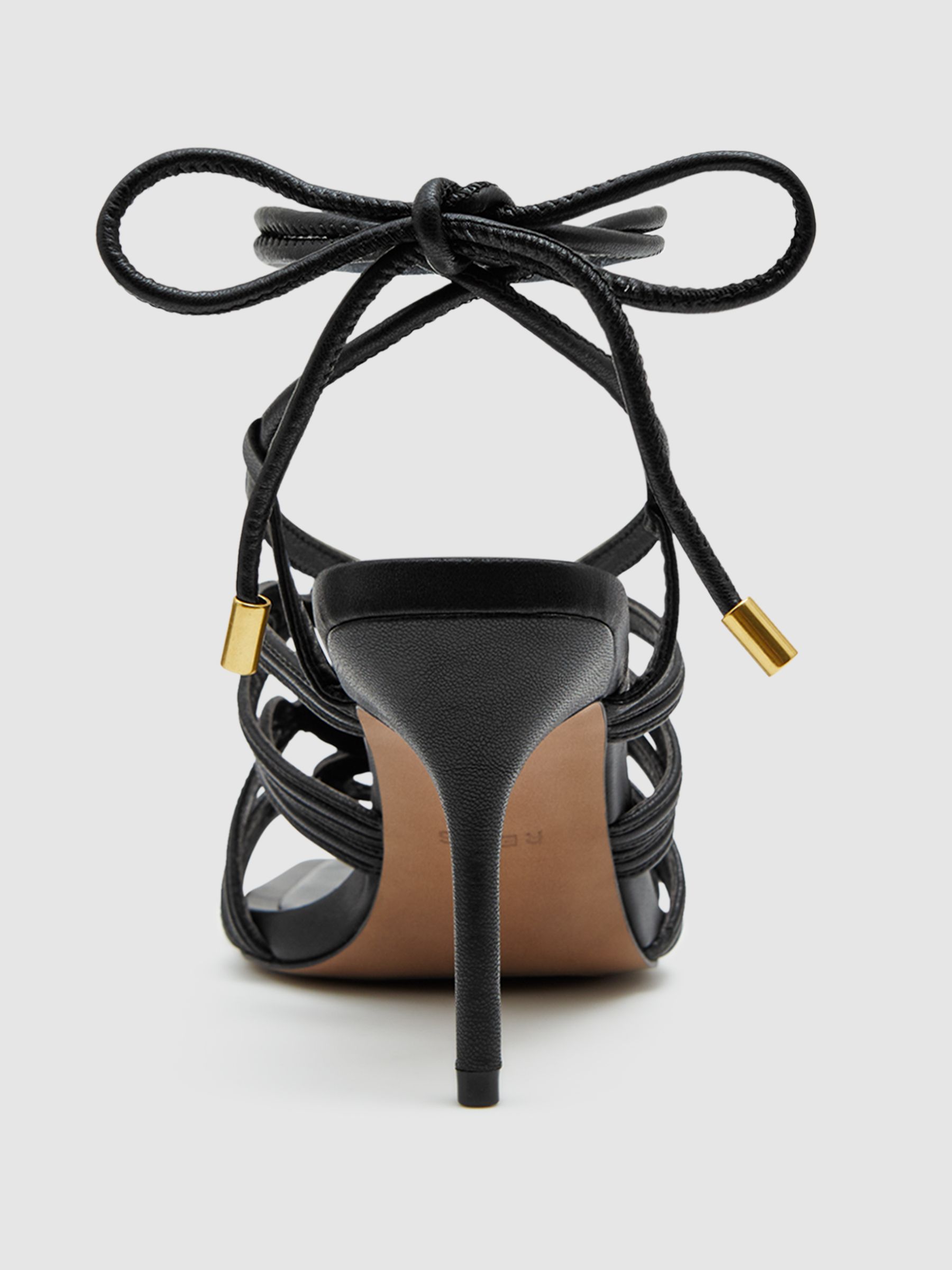 Strappy Open Toe Heeled Sandals in Black