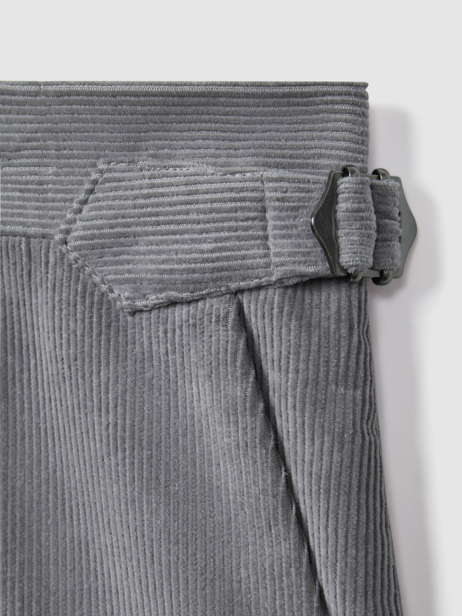 Slim Fit Corduroy Trousers with Turn-Ups in Ice Blue