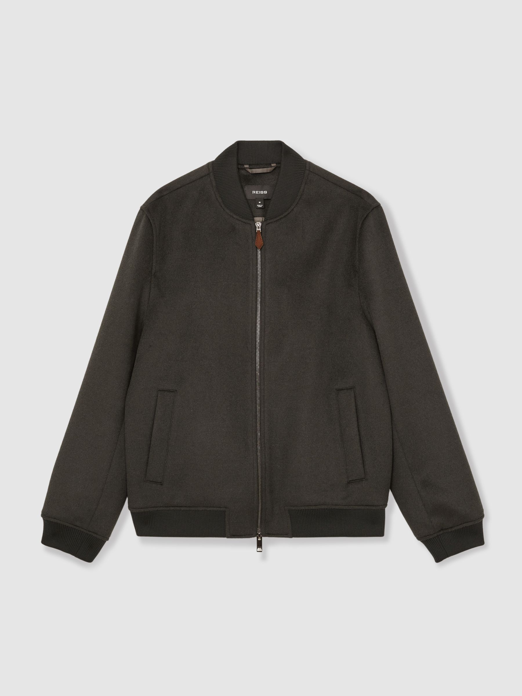 Brushed Wool-Blend Bomber Jacket in Dark Green