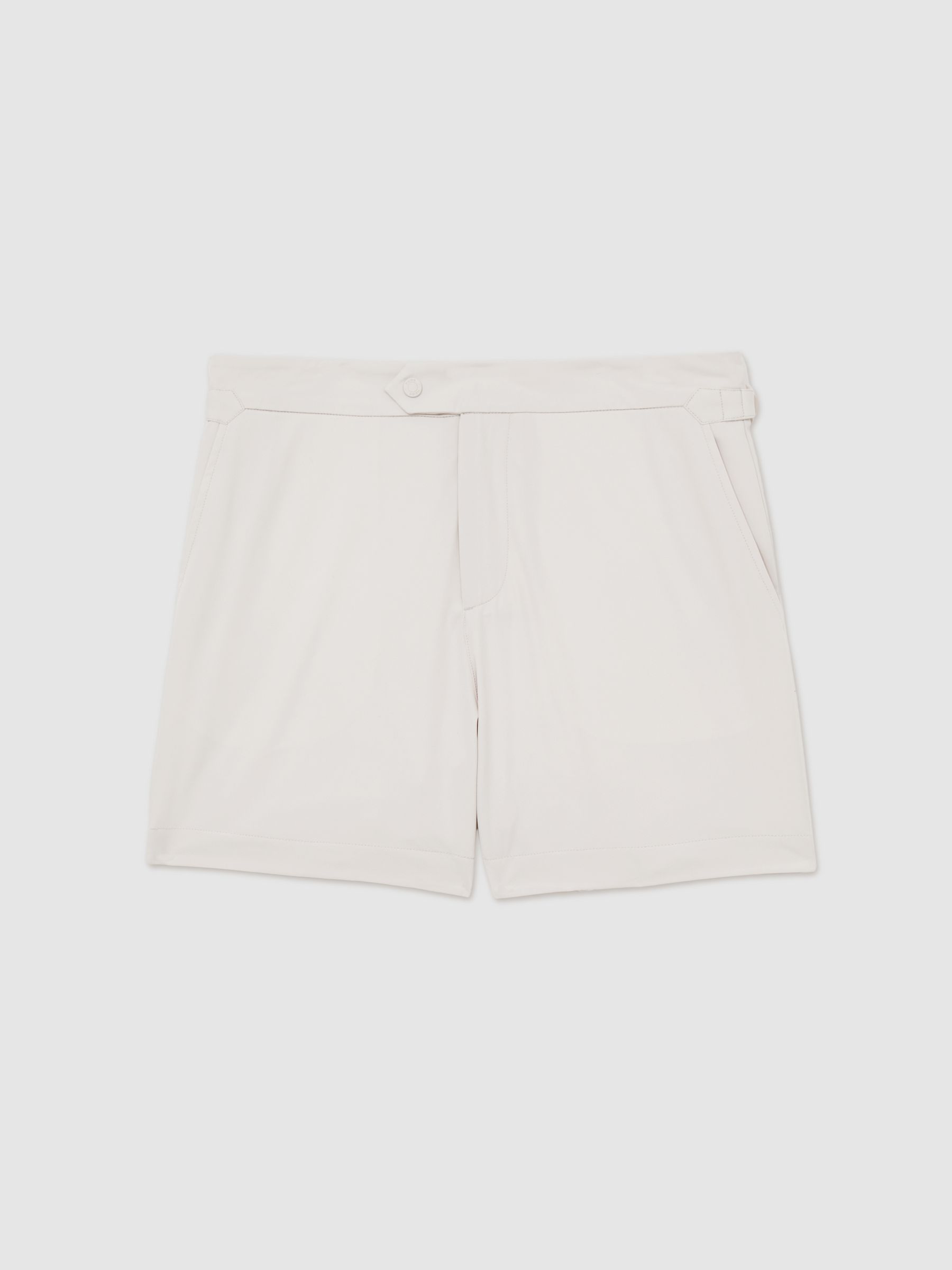 Side-Adjuster Swim Shorts in Off White