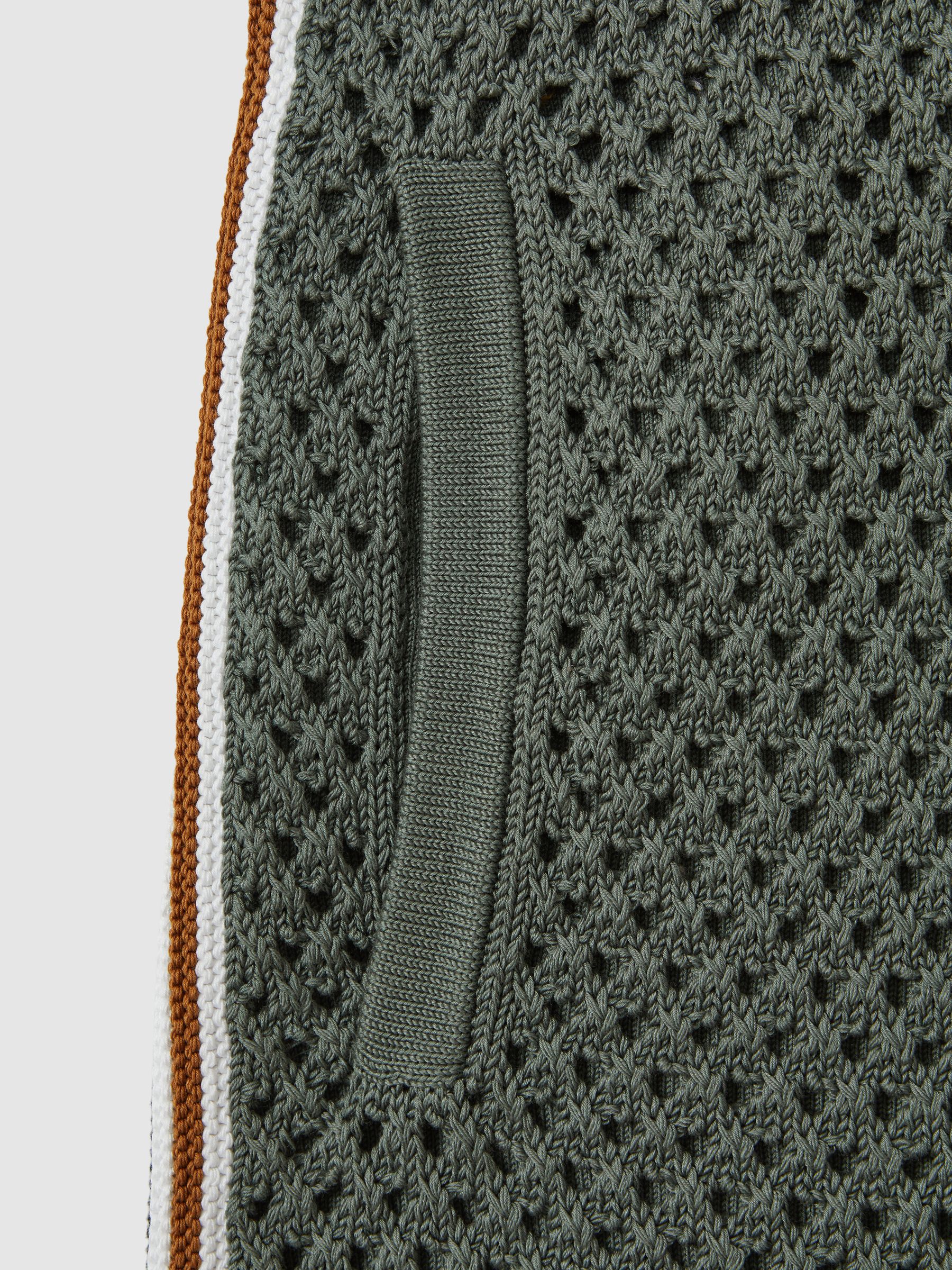 Cotton Blend Crochet Drawstring Shorts in Dark Sage Green