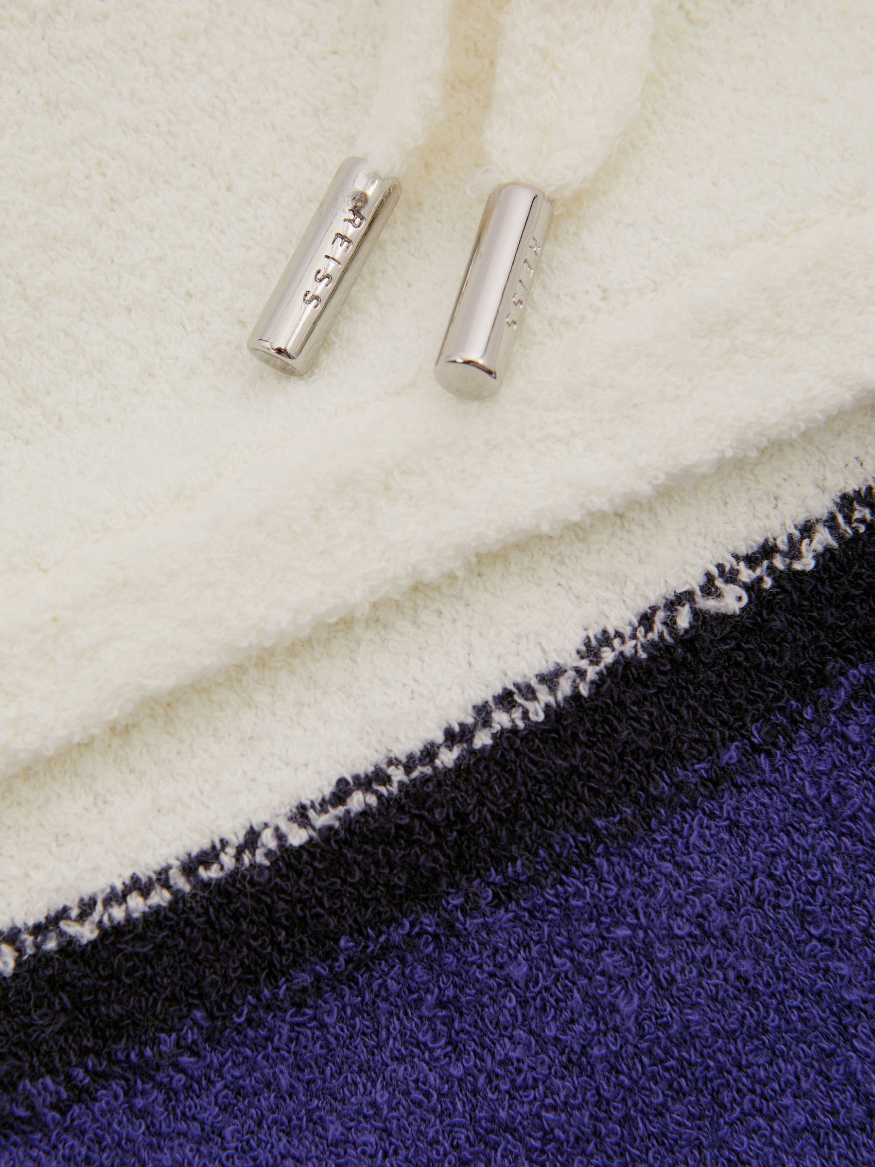 Reiss | Ché Towelling Drawstring Shorts in White/Bright Blue