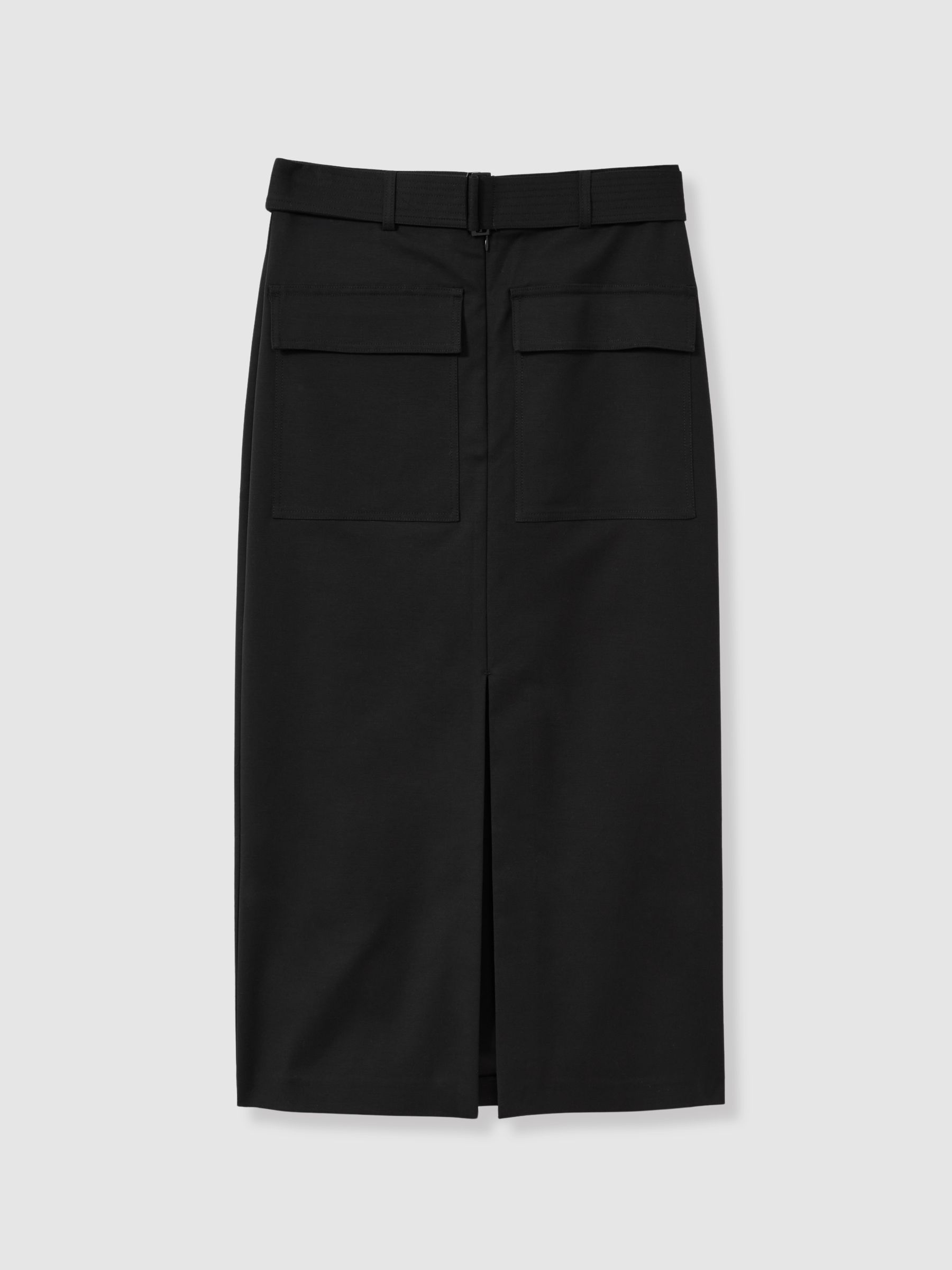 Cargo Pencil Skirt With Cotton in Black