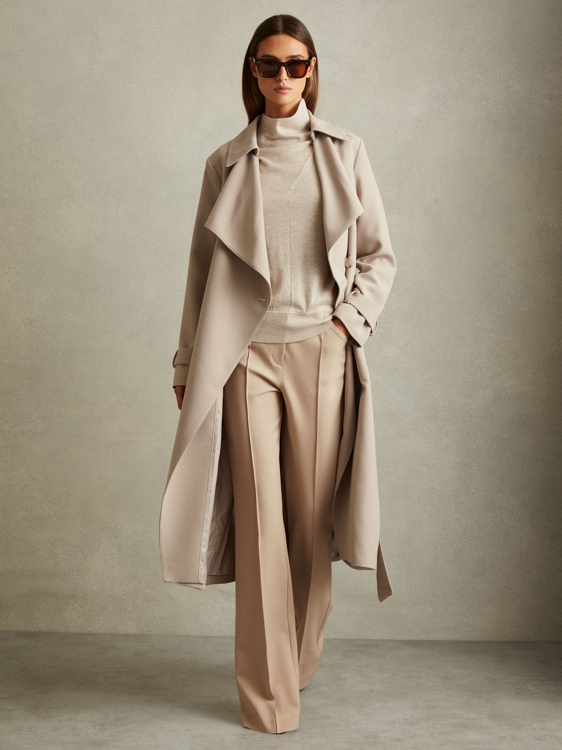High Rise Flared Trousers in Neutral