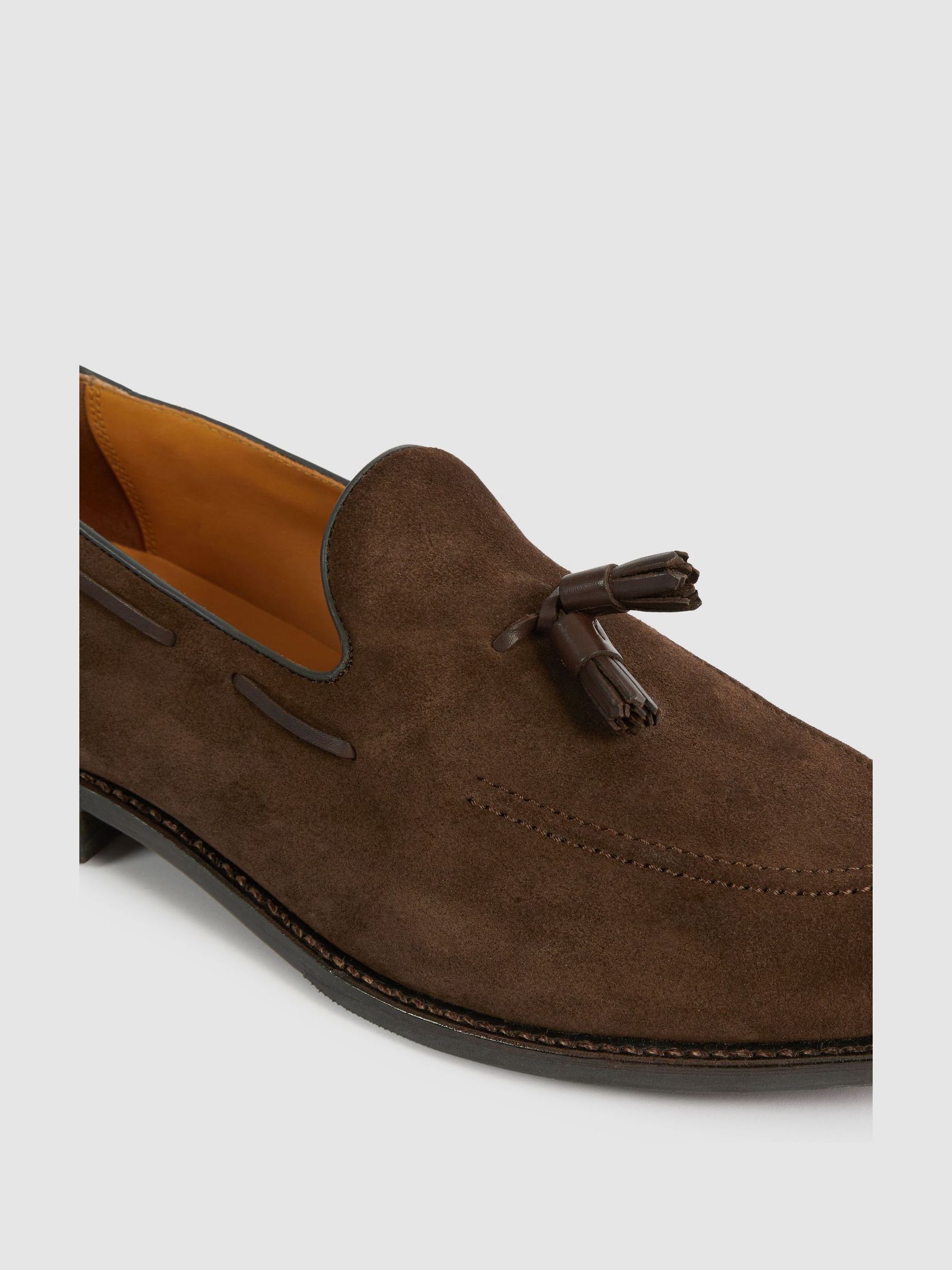 Tasselled Suede Loafers in Dark Brown