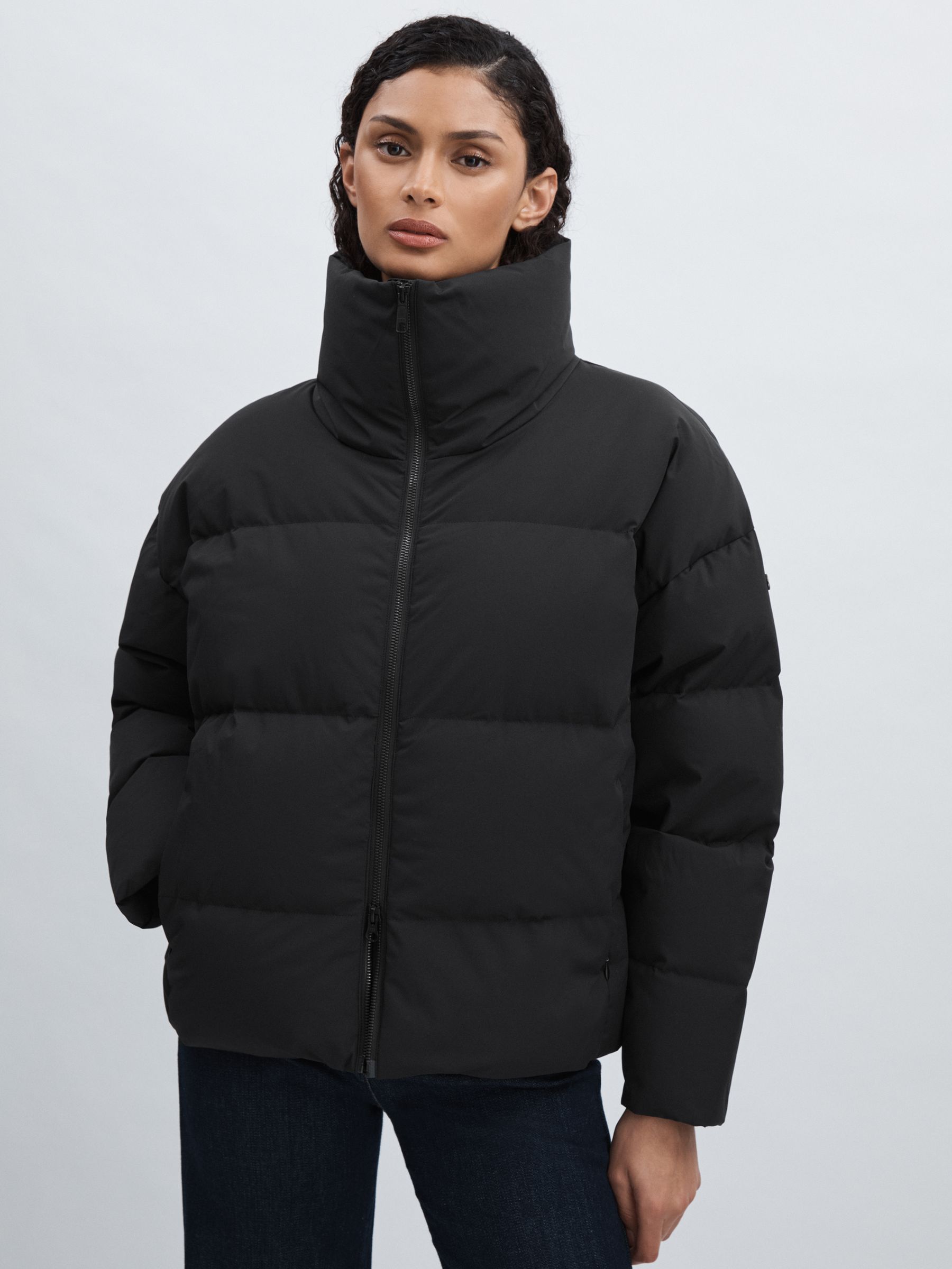 Scandinavian Edition Short Puffer Black Jacket in Black