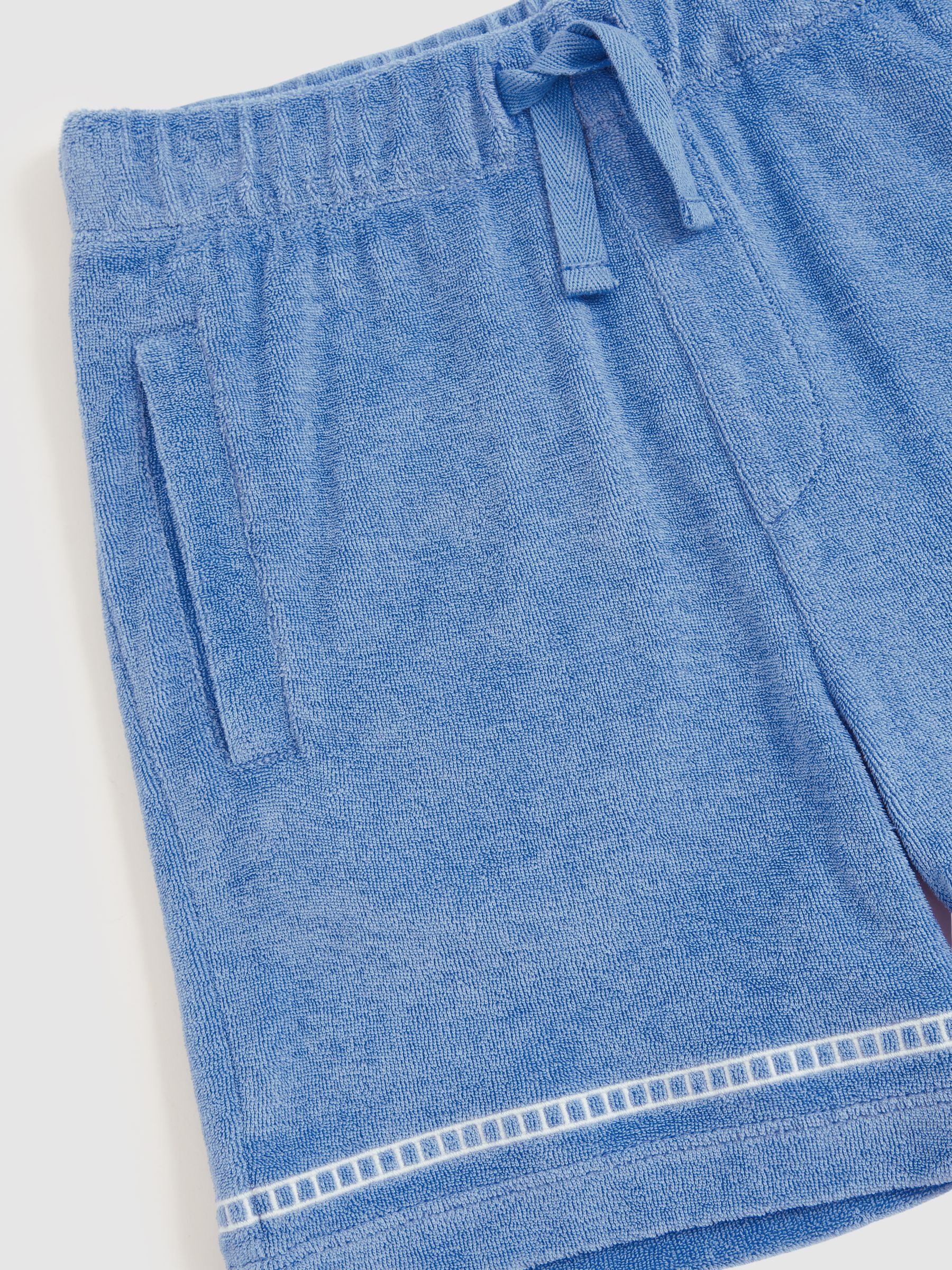 3-9 yrs Towelling Brand-Embroidered Shorts in Airforce Blue