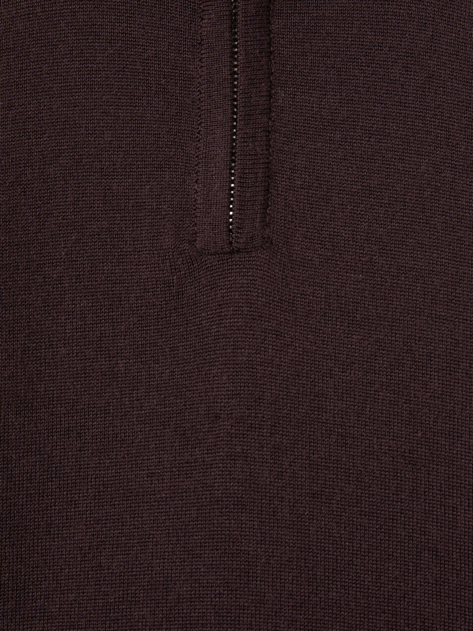 9-13 yrs Merino Wool Half-Zip Funnel Neck Jumper in Dark Bordeaux