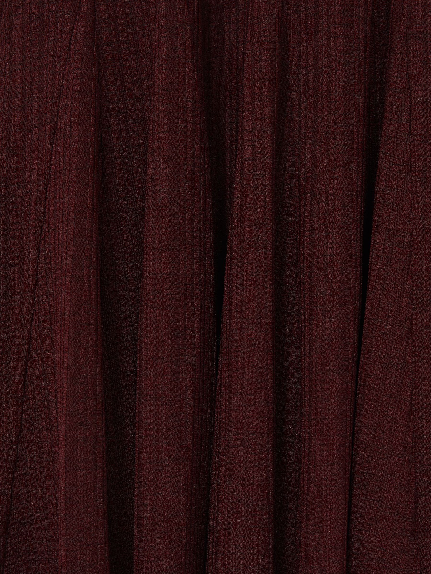 Jersey Ribbed Flared Mini Dress in Burgundy