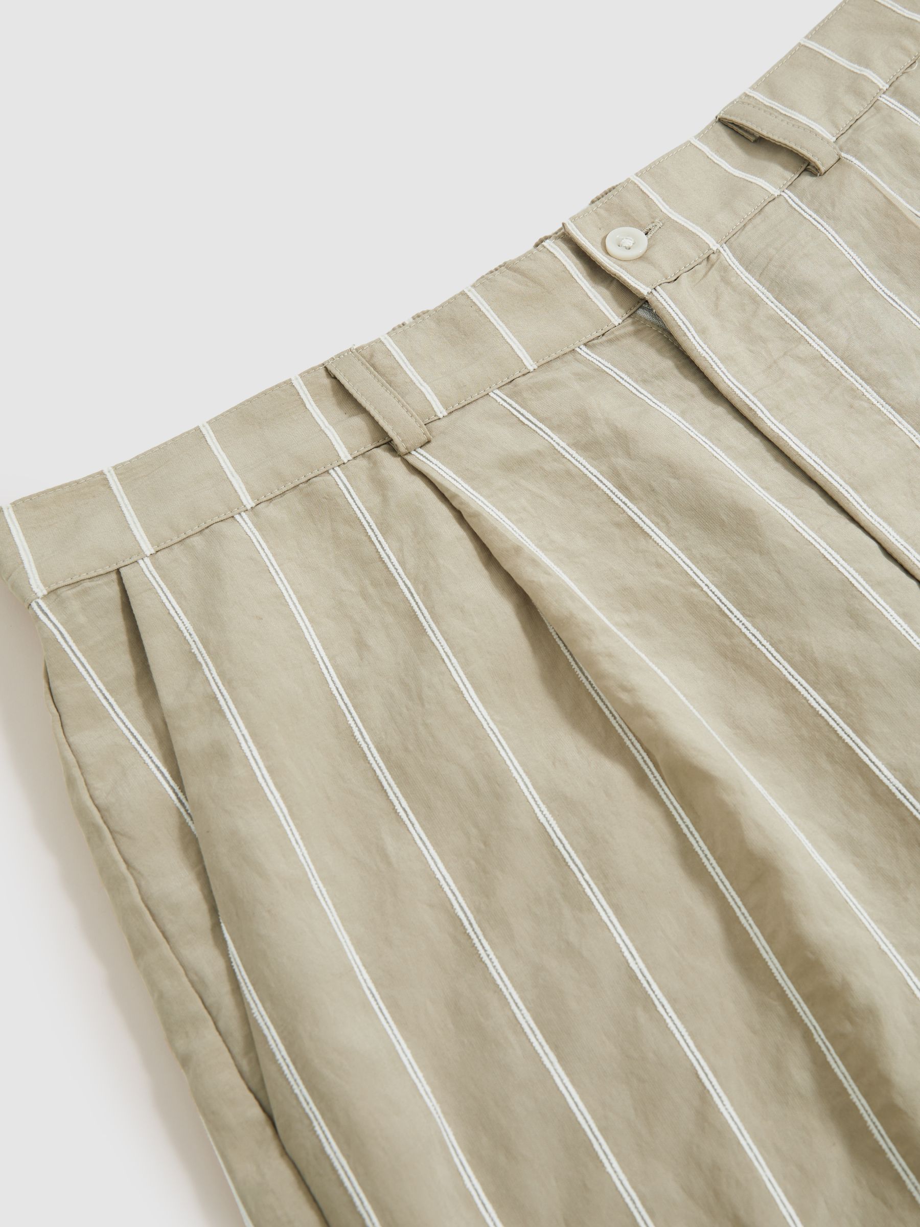 Reiss | Ché Pinstripe Wide-Leg Trousers in Stone