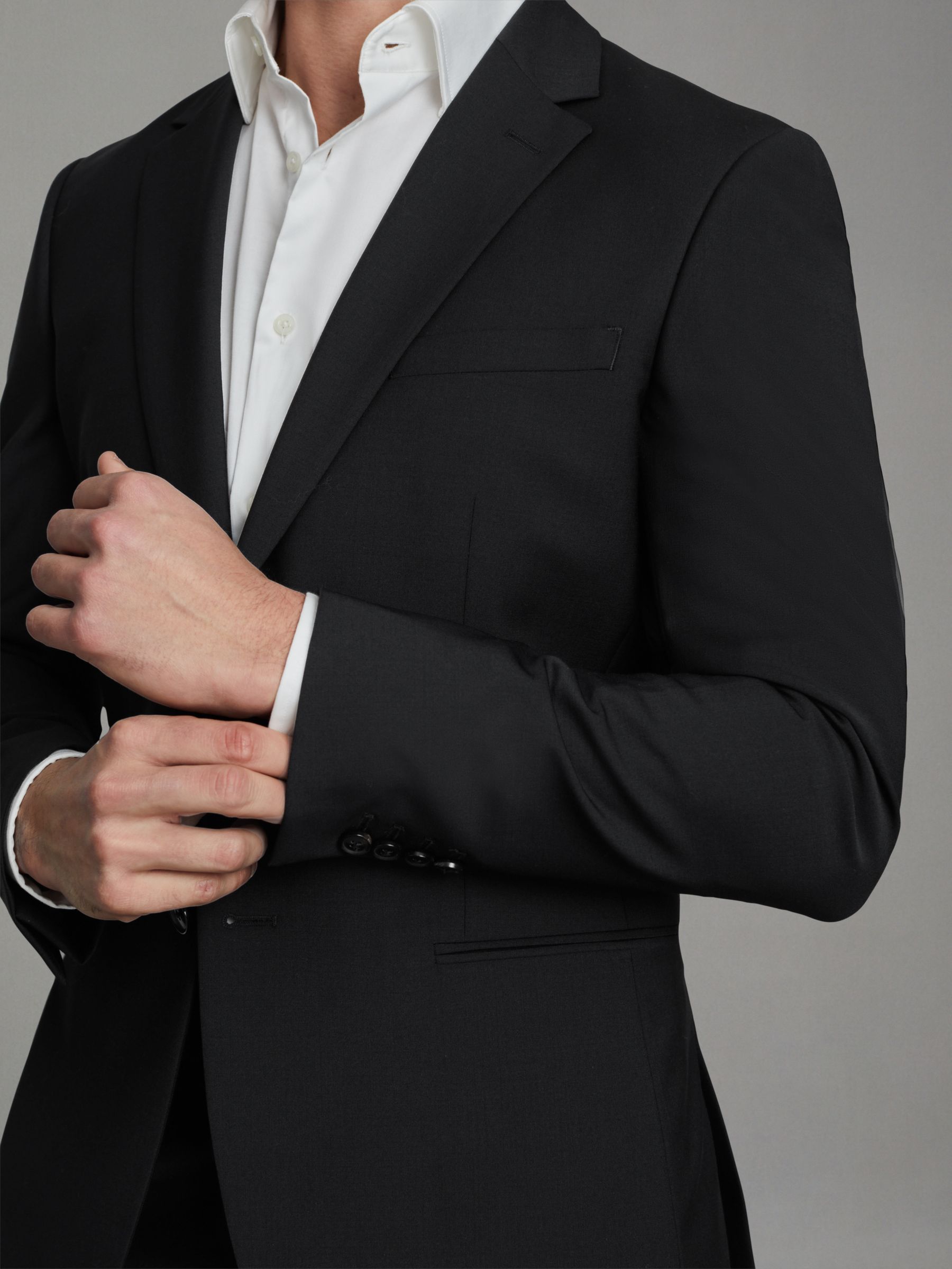 Slim-Fit Wool-Blend Single-Breasted Suit Blazer in Black