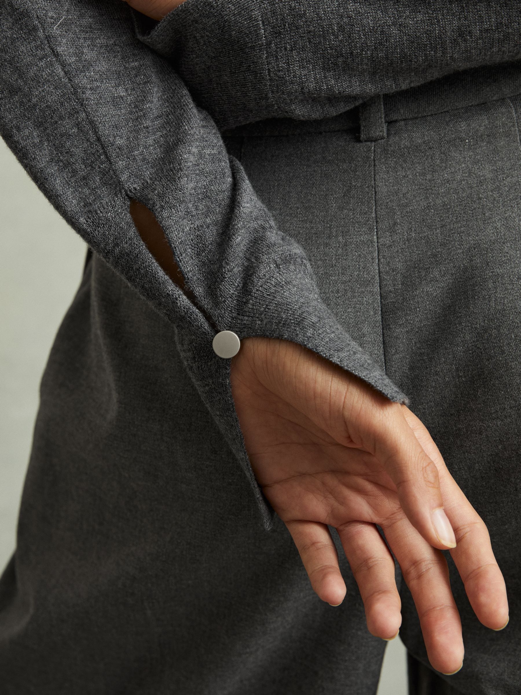 Merino Wool Roll Neck Jumper in Charcoal