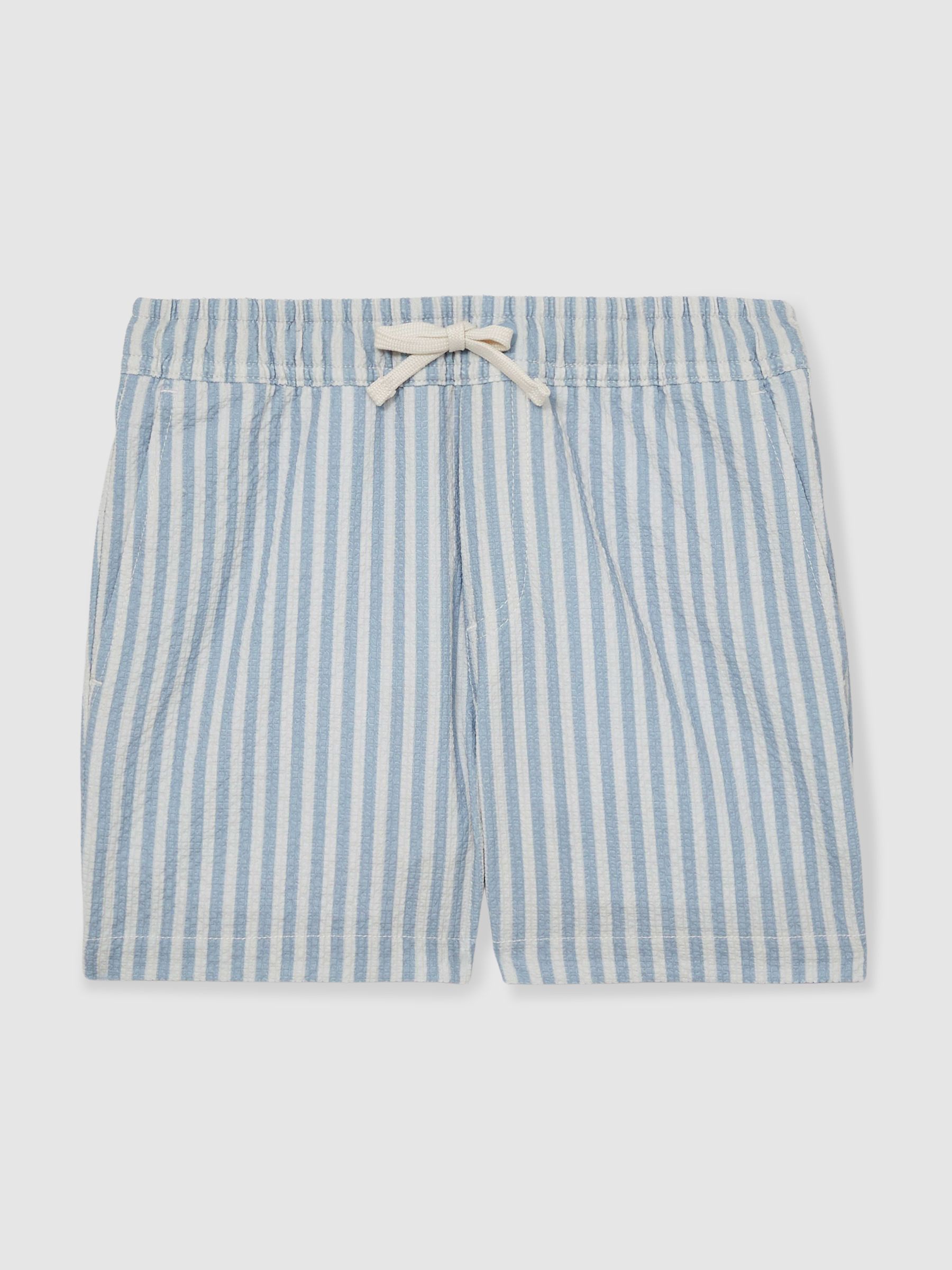 3-9 yrs Seersucker Striped Swim Shorts in Soft Blue/White
