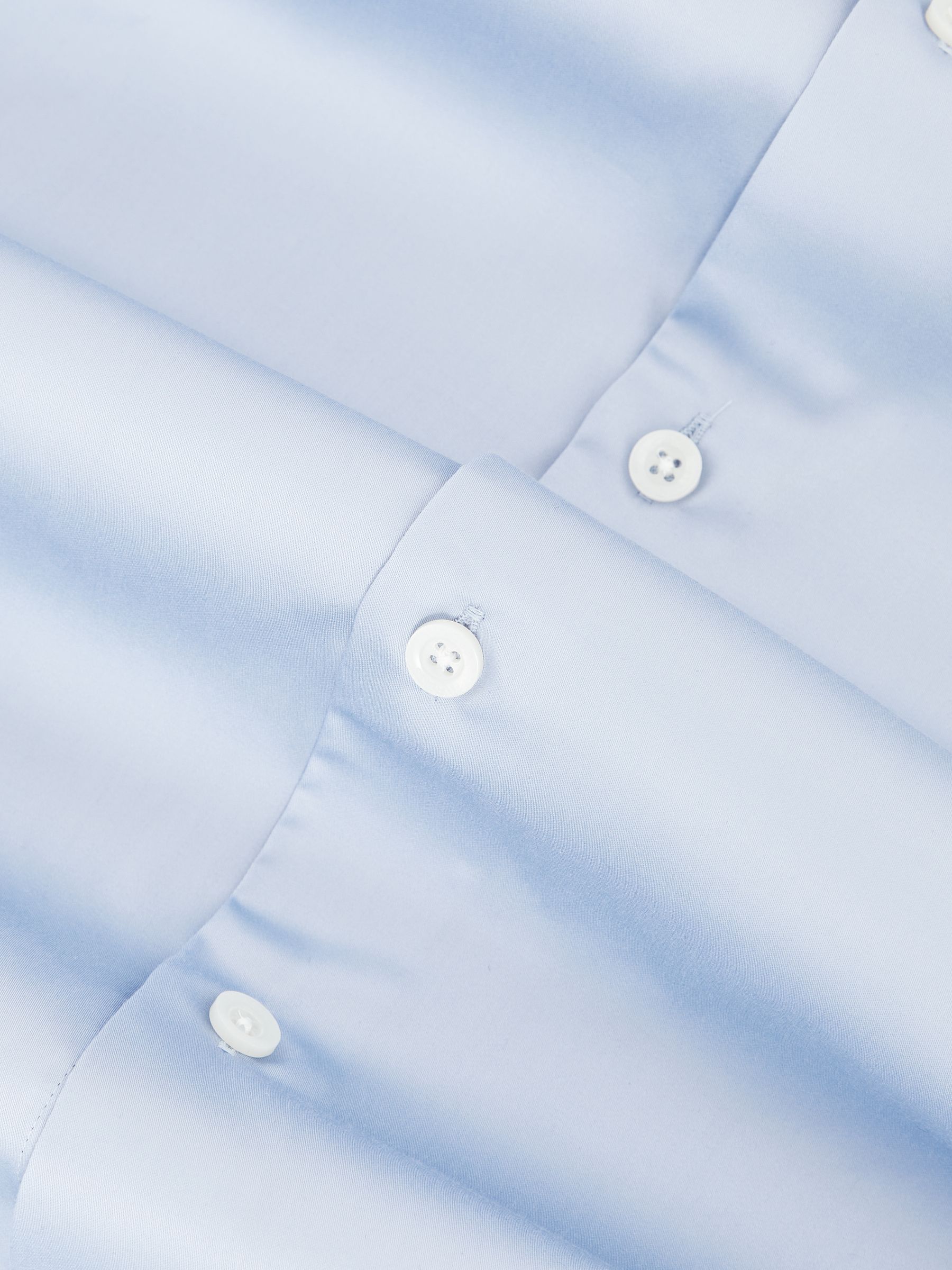 Regular Fit Cotton Sateen Shirt in Mid Blue