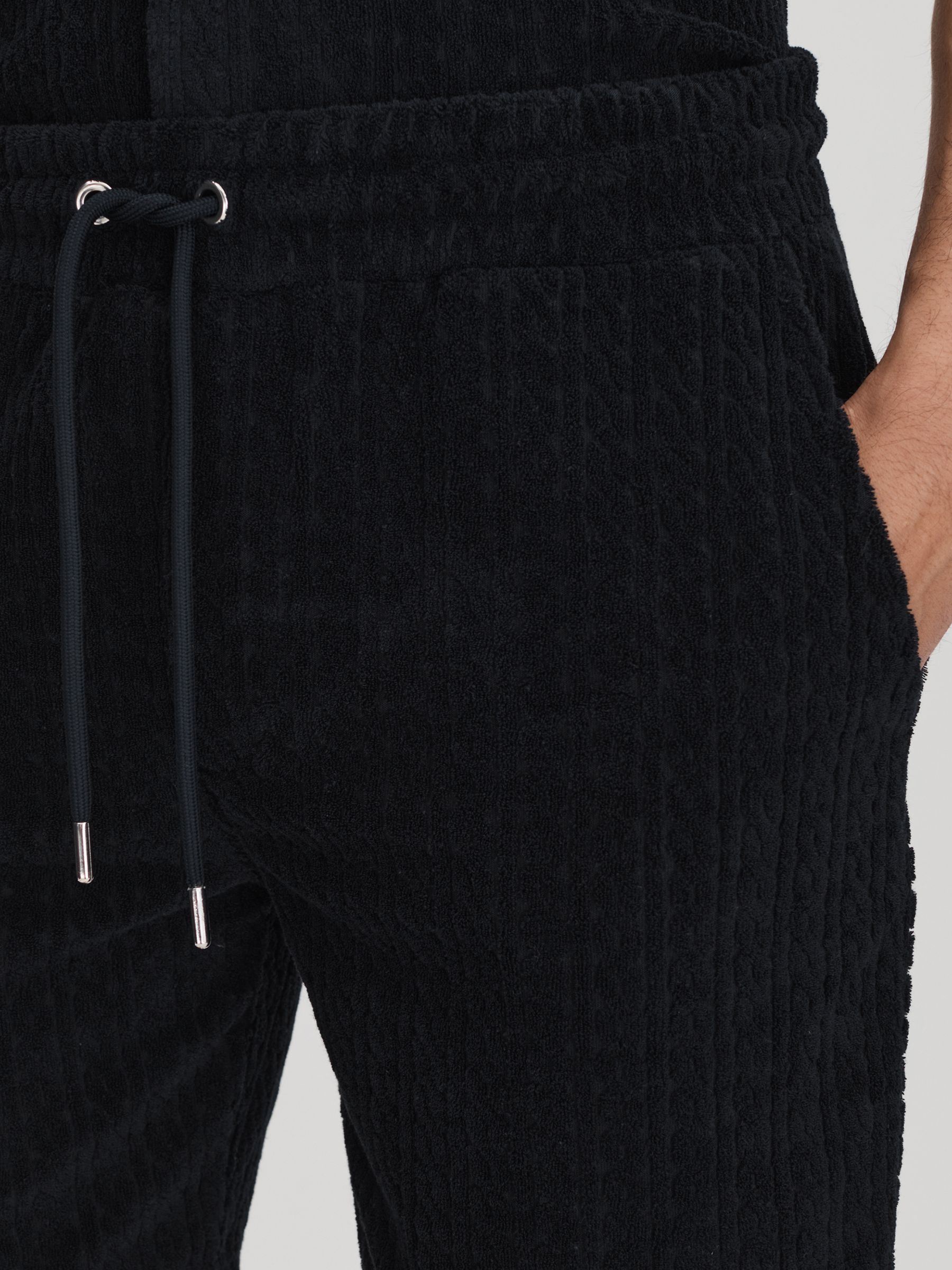 Towelling Drawstring Shorts in Navy