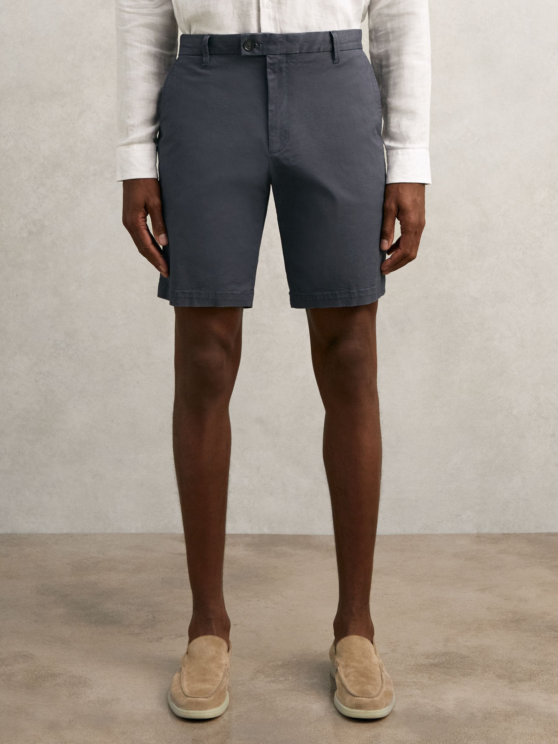 Cotton Chino Shorts with Stretch in Airforce Blue