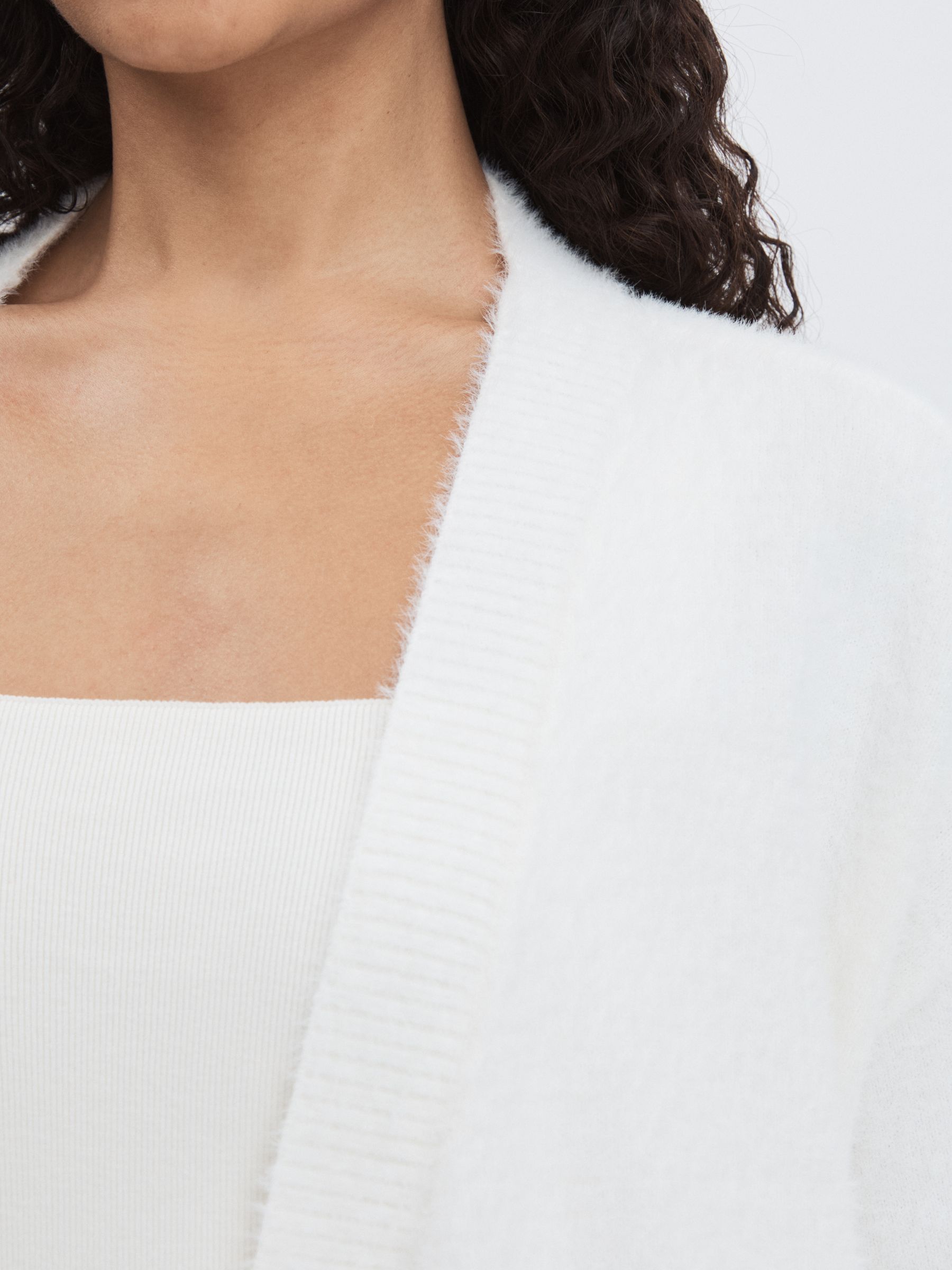 Good American Oversized Plush Cardigan in White