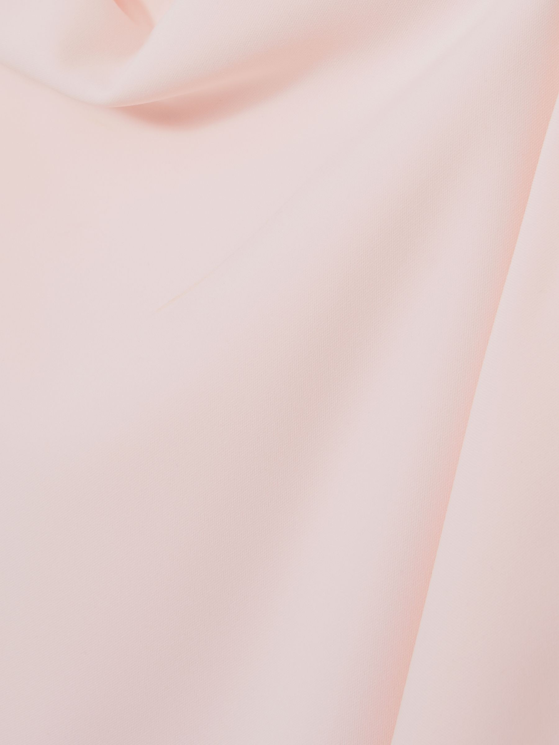 Draped-Front High-Neck Midi Dress in Pale Pink