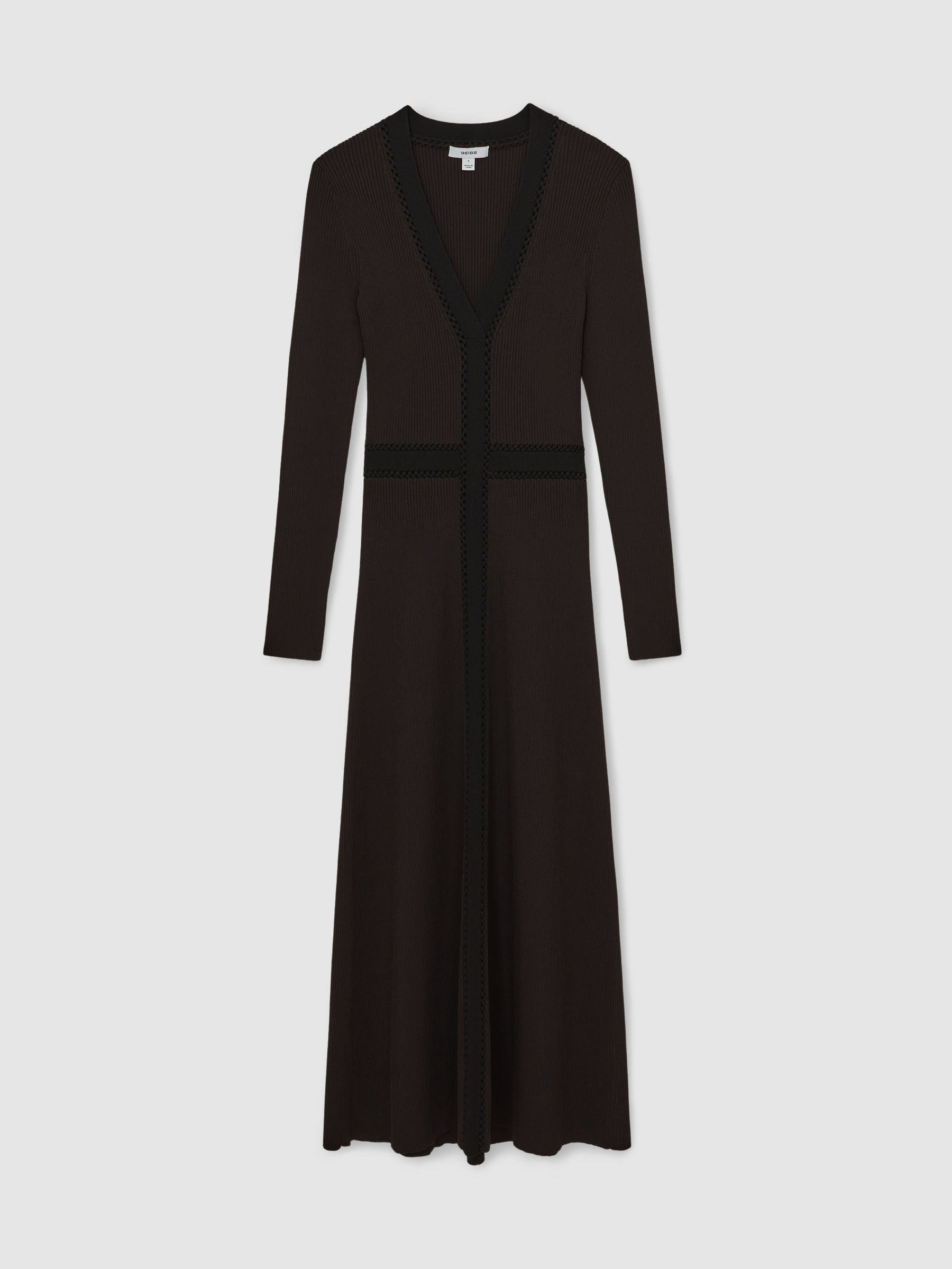 Knitted Dress in Chocolate Brown/Black