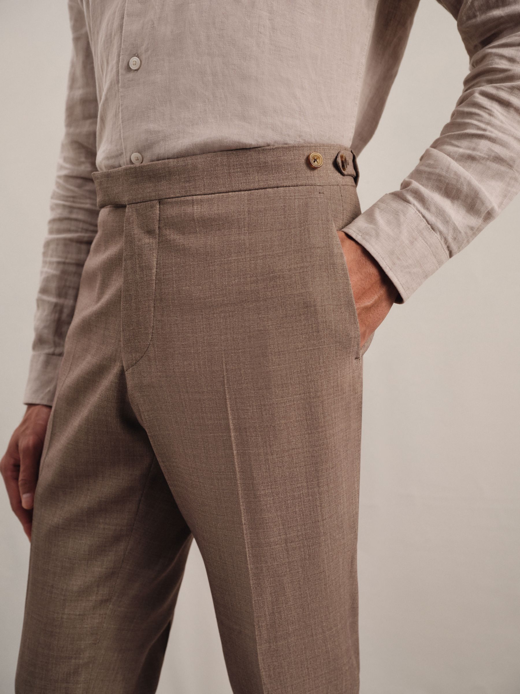Slim-Fit Suit Trousers With Wool in Brown