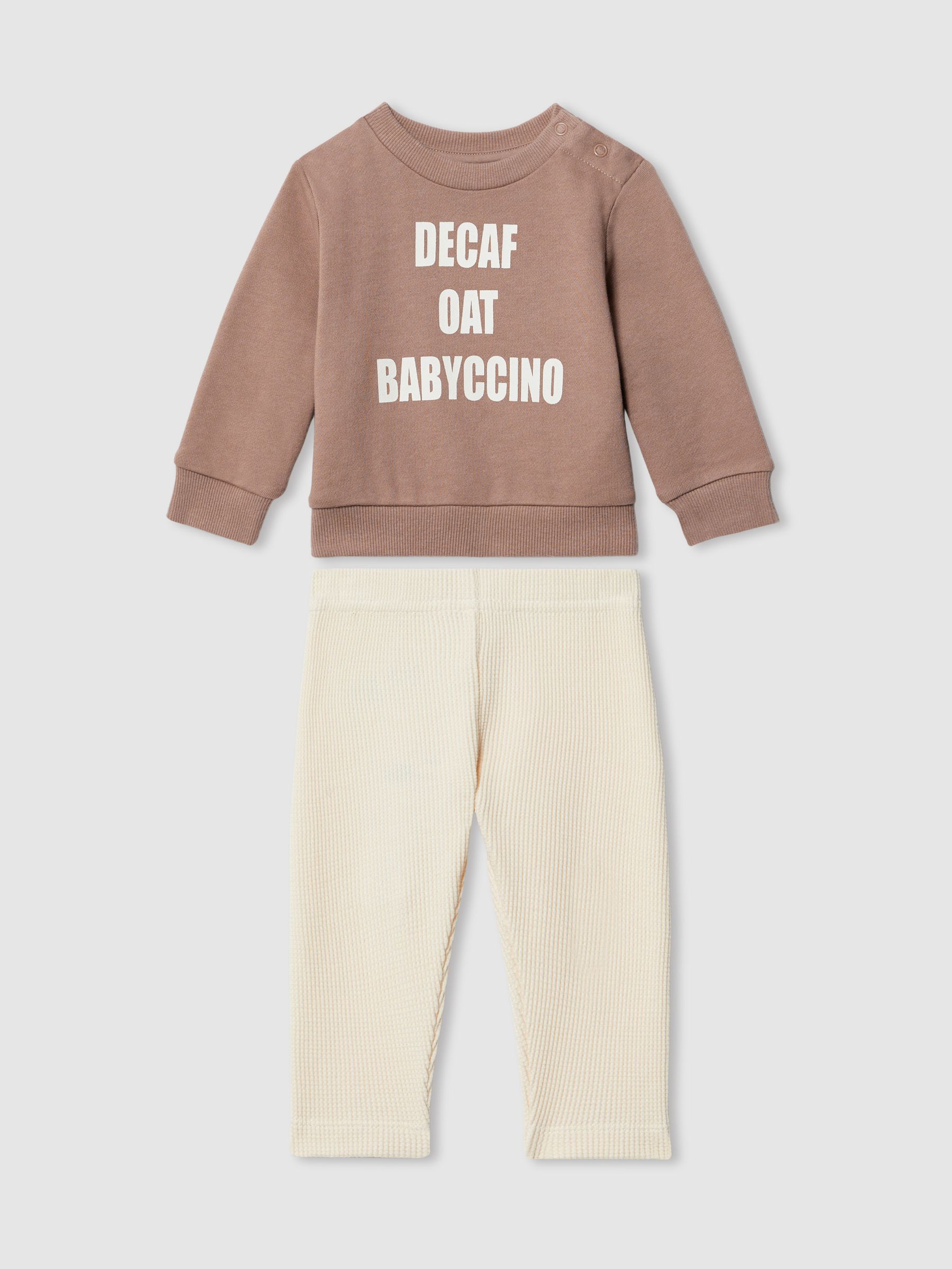 Sweatshirt And Leggings Slogan Set in Ivory