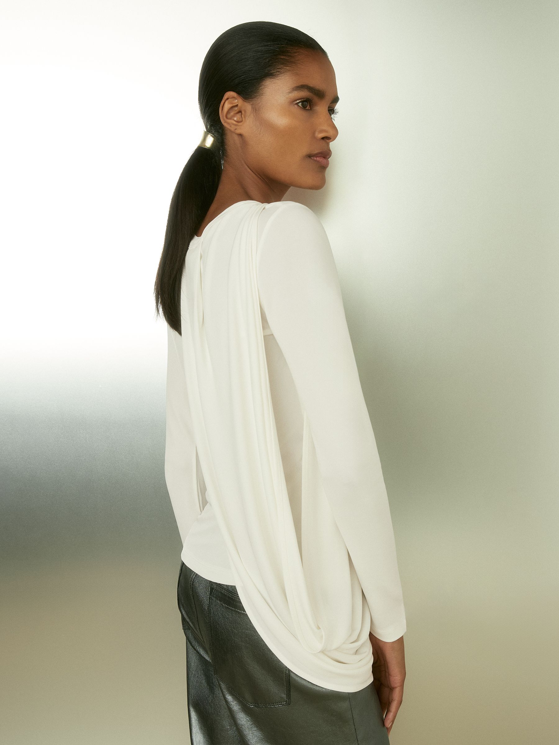 Draped-Jersey Top in Ivory