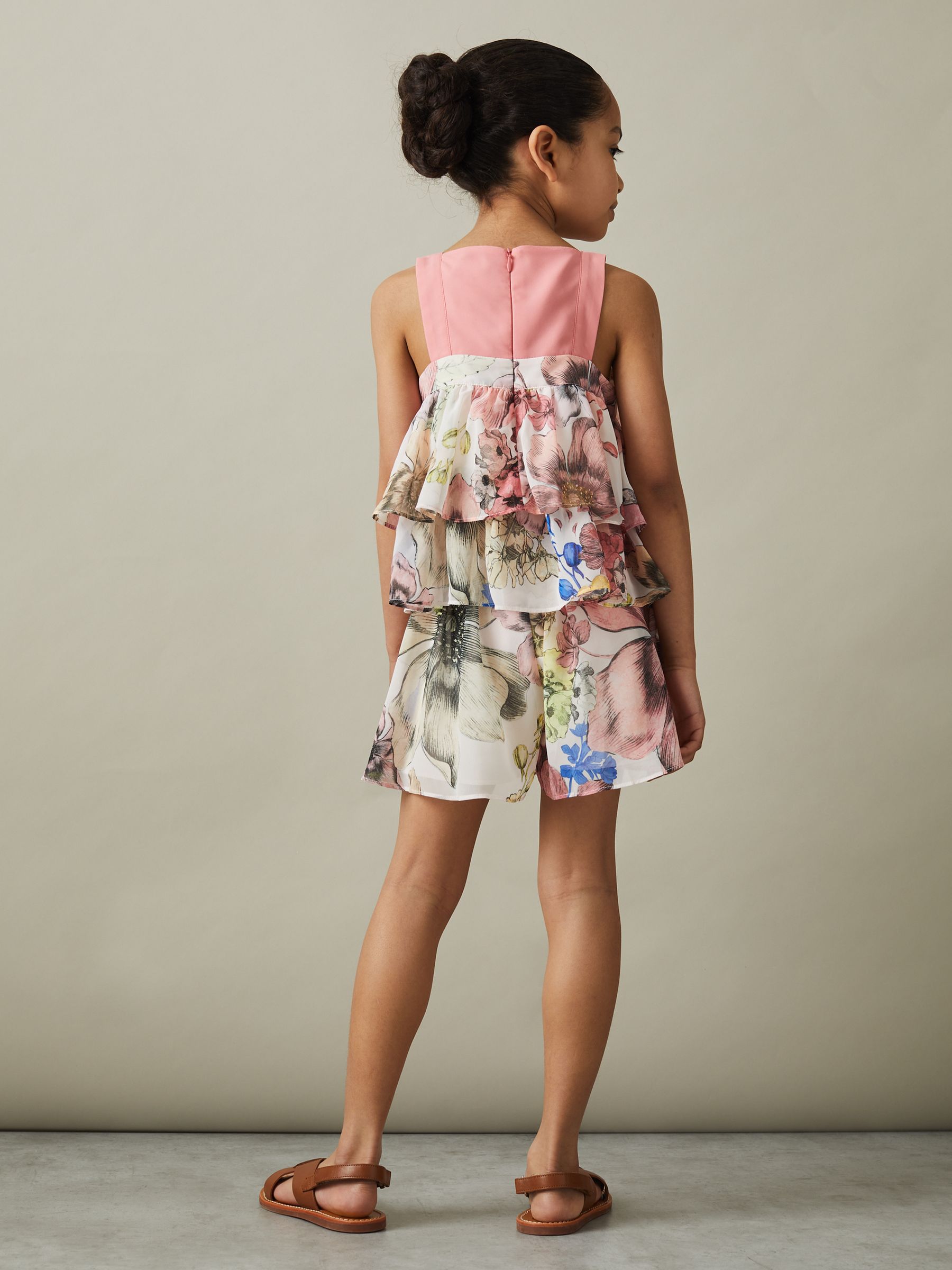 13-14 yrs Tiered Floral Print Top Co-Ord in Pink Print