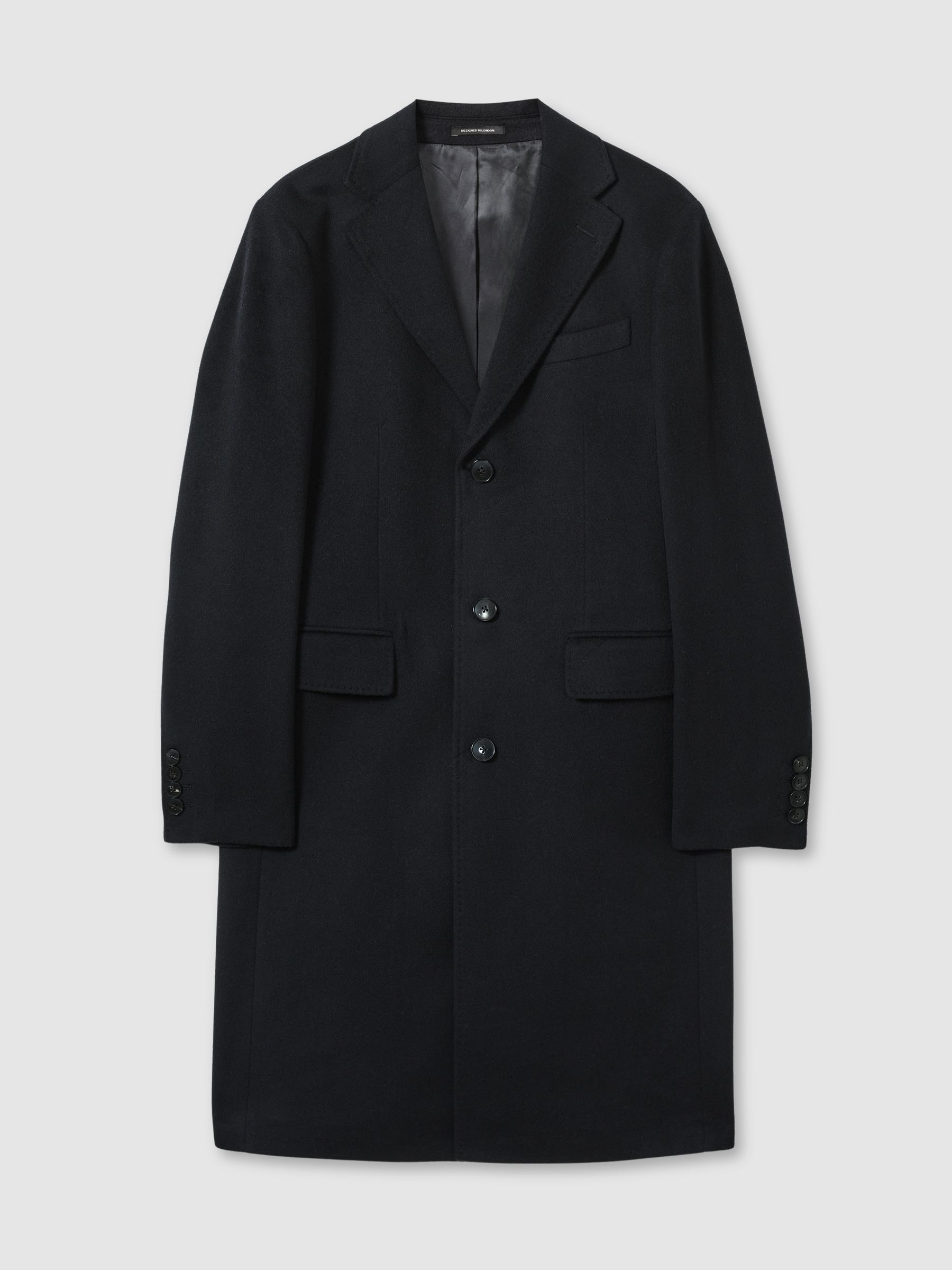 Atelier Cashmere Single-Breasted Overcoat in Navy