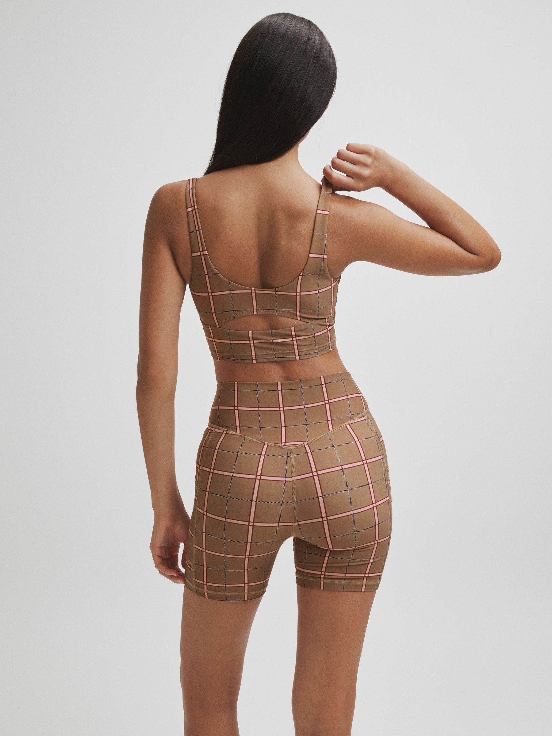 The Upside Check Sports Bra in Brown Check