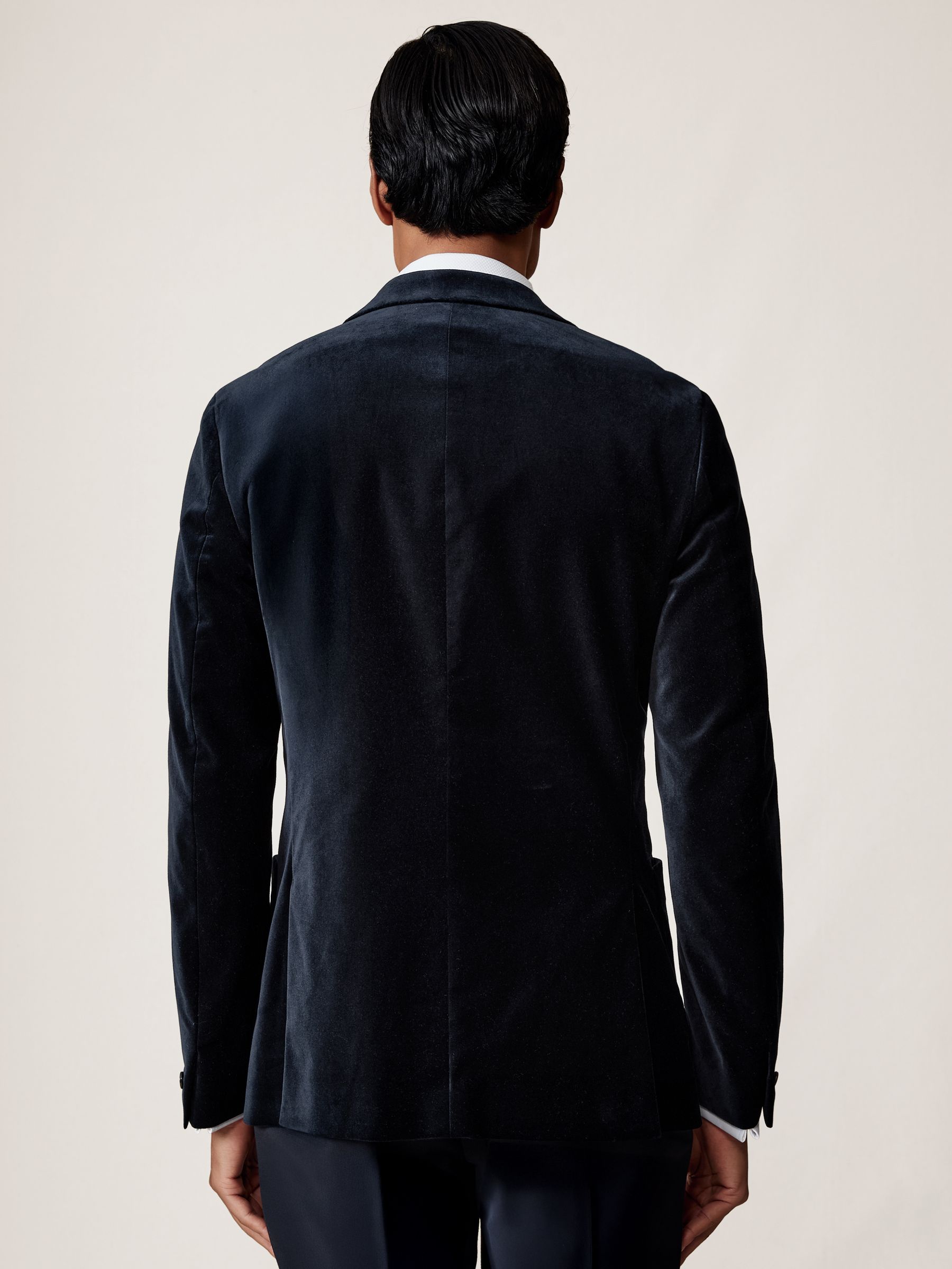 Double-Breasted Velvet Blazer Regular-Fit in Navy